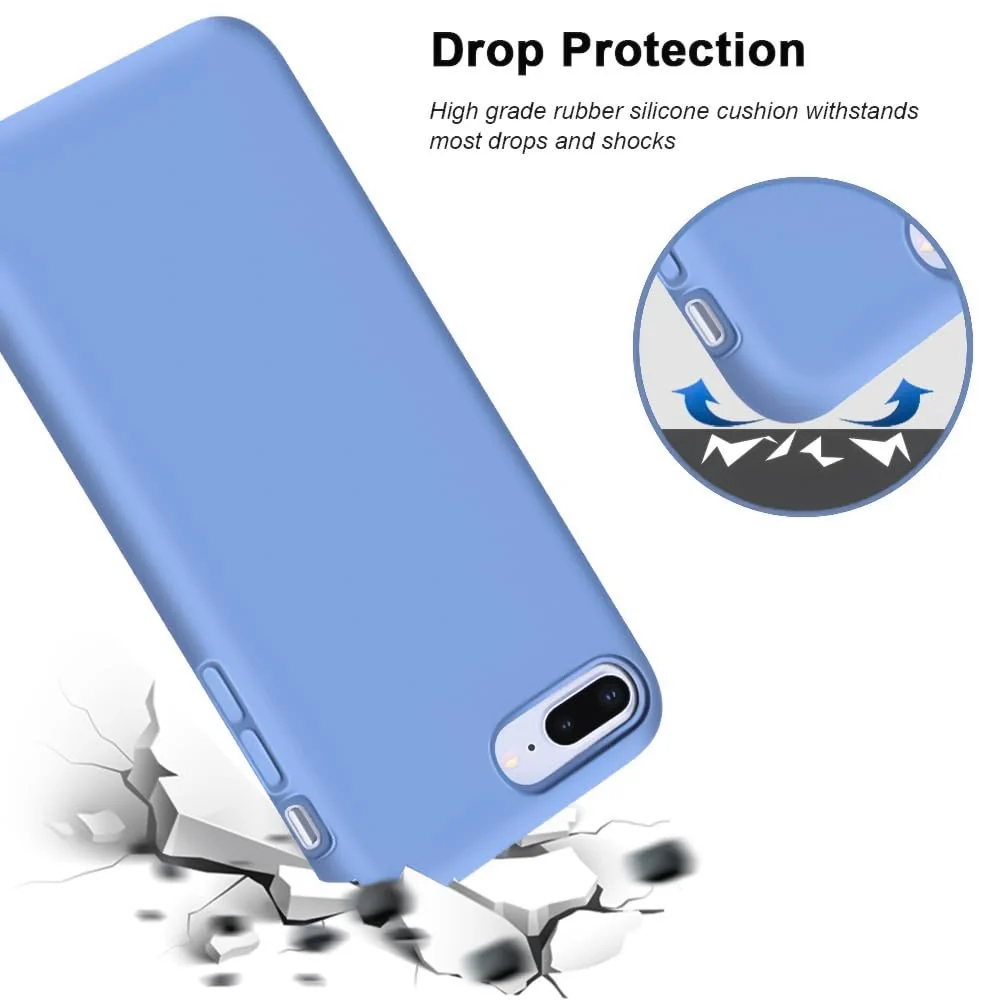 DL3 Mobilak Liquid Silicone Protective Case for iPhone 7 Plus / iPhone 8 Plus with Camera Protection and Microfiber Lining - A Light Blue