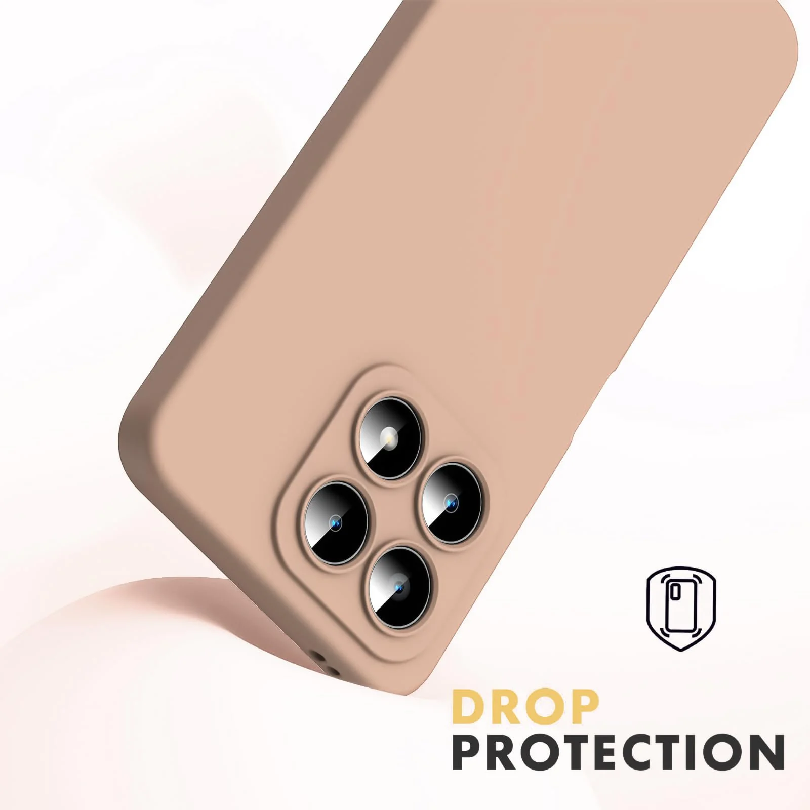 DL3 Mobilak Liquid Silicone Protective Case with Soft Microfiber Lining with Full Camera Protection for Honor X8A - Light Orange