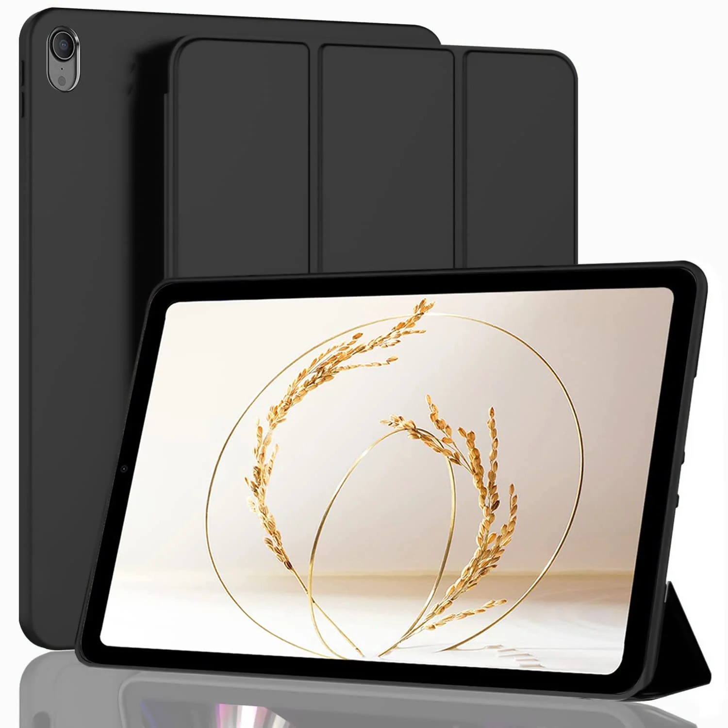 DL3 Mobilak Smart Case Compatible with iPad Air 5th Generation 2022/ Air 4th Generation 2020 10.9 Inch Case Flip Cover Leather Case Soft TPU Back And Trifold Stand With Auto Wake/Sleep - Black
