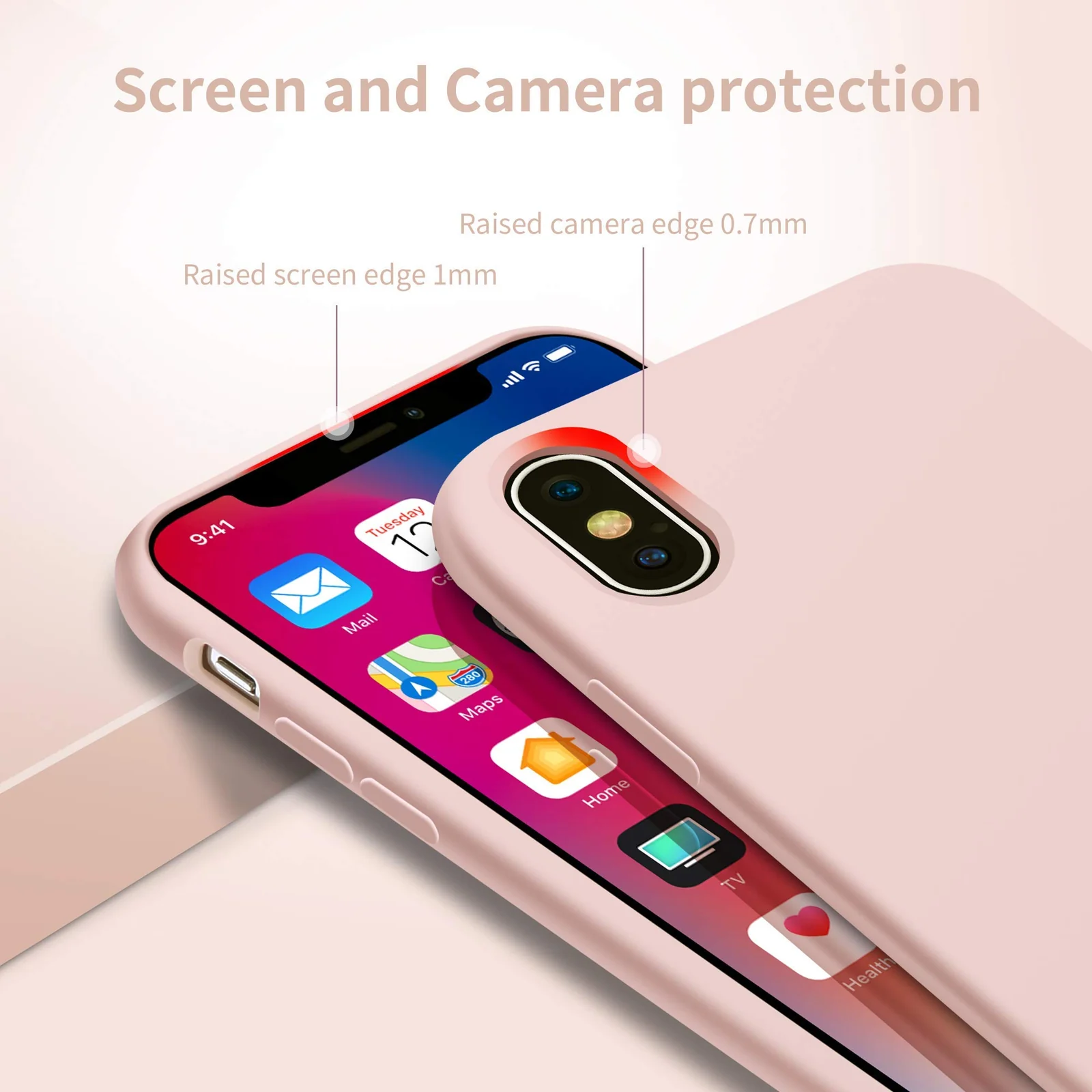 DL3 Mobilak Compatible with iPhone XR Case, Liquid Silicone Case, Full Body Protective Cover, Shockproof, Slim Phone Case, Anti-Scratch Soft Microfiber Lining - Pink Sand