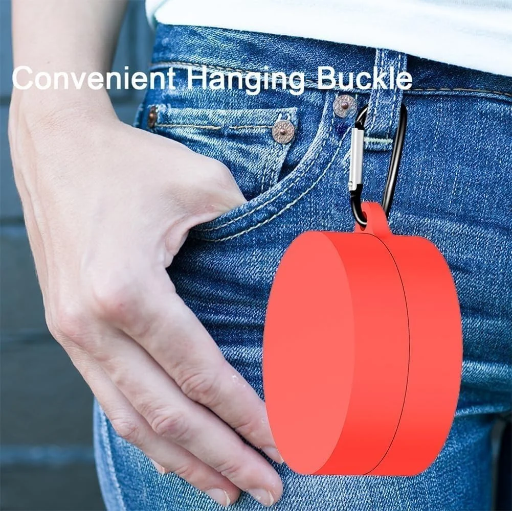 DL3 Mobilak Compatible with NOTHING CMF Buds Pro Case Cover, Soft Silicone Shockproof Protective Case Wireless Earbuds with Carabiner, Front LED Visible - Red