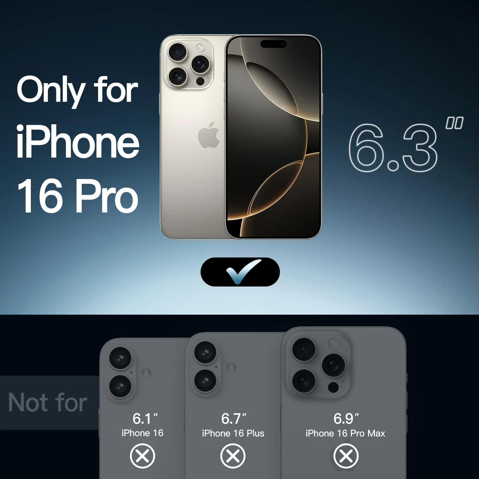 DL3 Mobilak Case For iPhone 16 Pro - 6.3-Inch, Crystal Clear [Not Yellowing] [Military Grade Drop Protection] Shockproof Protective Slim Cover - Black