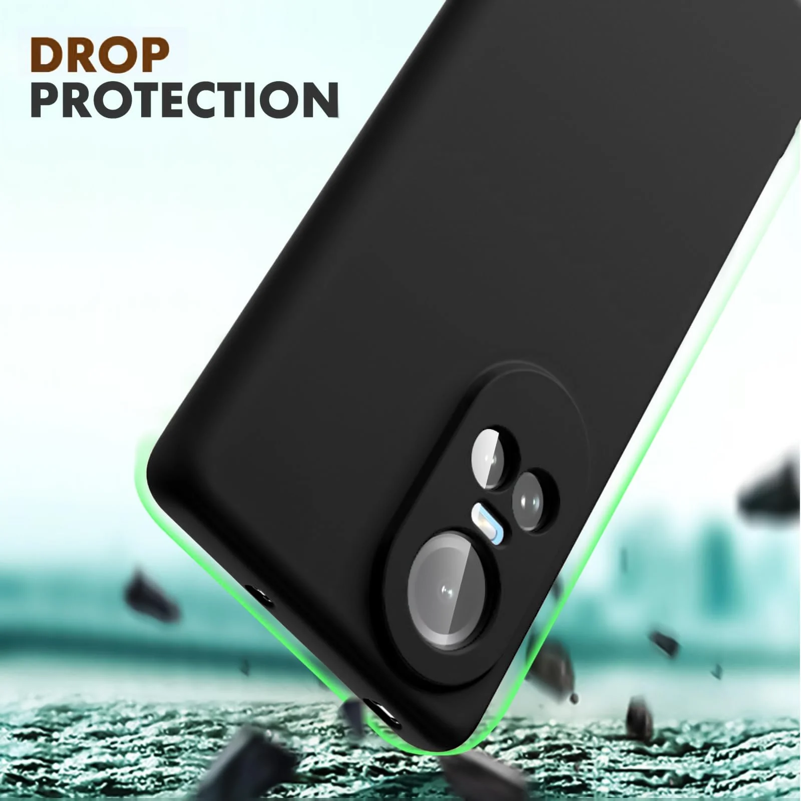 DL3 Mobilak Liquid Silicone Protective Case for OPPO Reno 10 5G / OPPO Reno 10 Pro 5G with Microfiber Lining and Shockproof Design - Black
