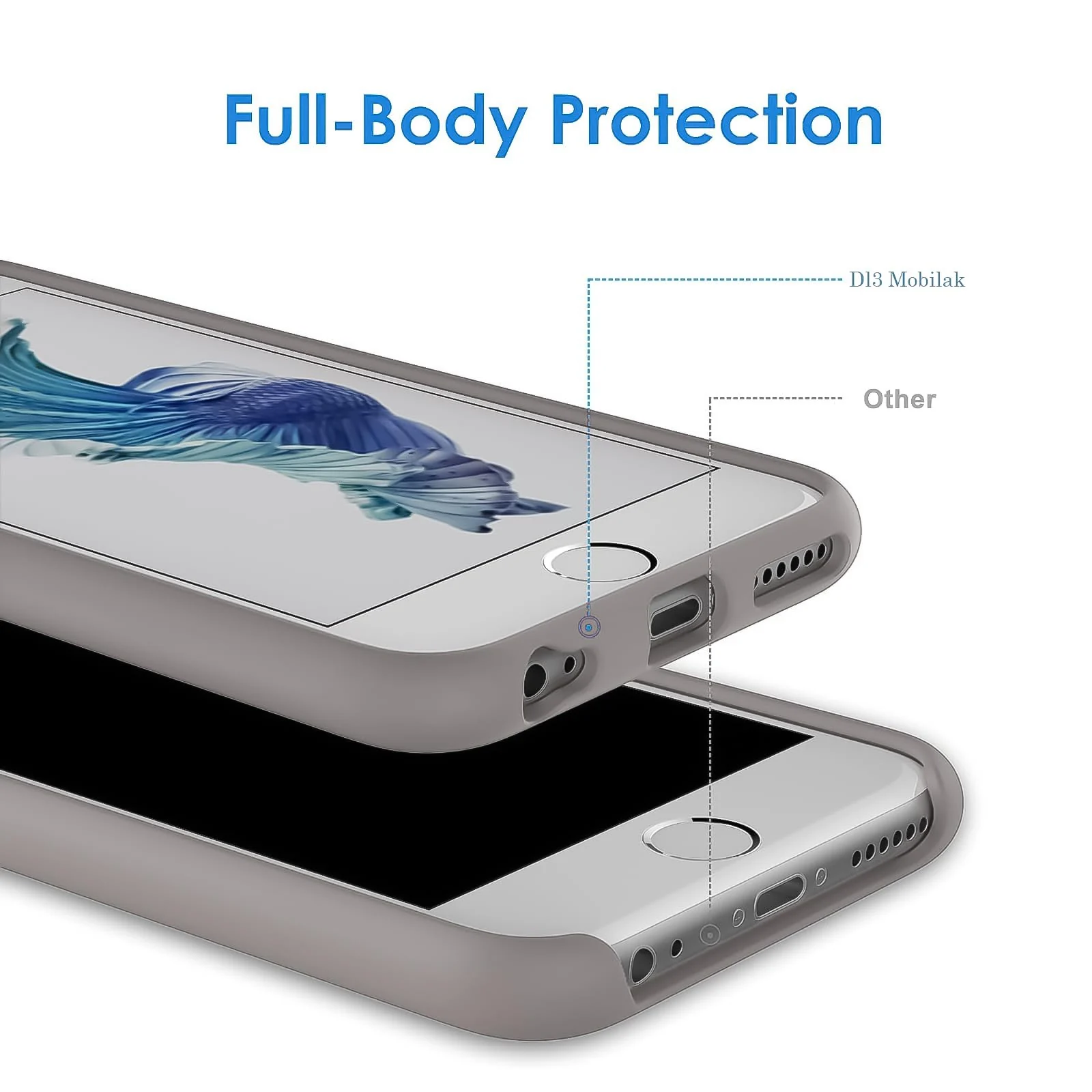 DL3 Mobilak Liquid Silicone Protective Case for iPhone 6 Plus / 6S Plus with Camera Protection and Microfiber Lining - A Stone