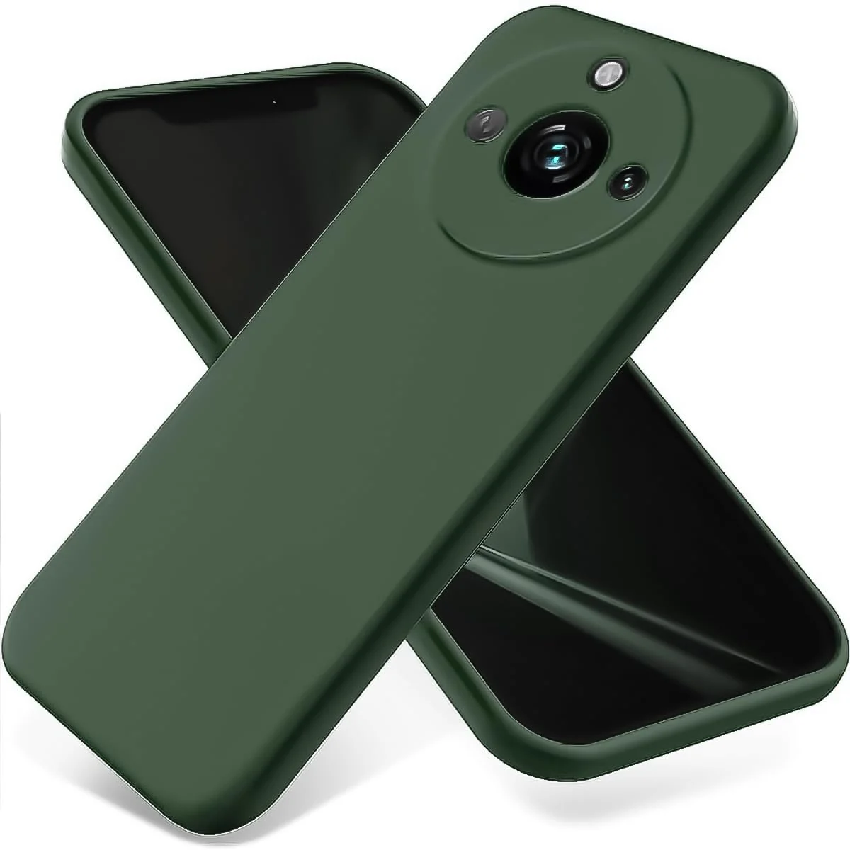 DL3 Mobilak Liquid Silicone Protective Case with Soft Microfiber Lining with Full Camera Protection for realme 11 Pro & realme 11 Pro+ Plus 5G - Green