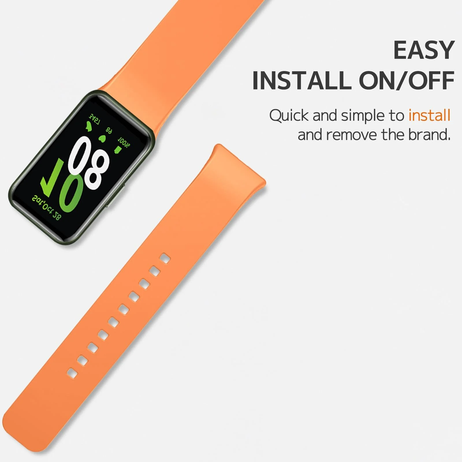 DL3 MOBILAK Silicone Bracelet for Samsung Galaxy Fit 3 Strap, Soft Silicone Sport Replacement Strap For Women/Men, Adjustable Waterproof Sports Band - Orange