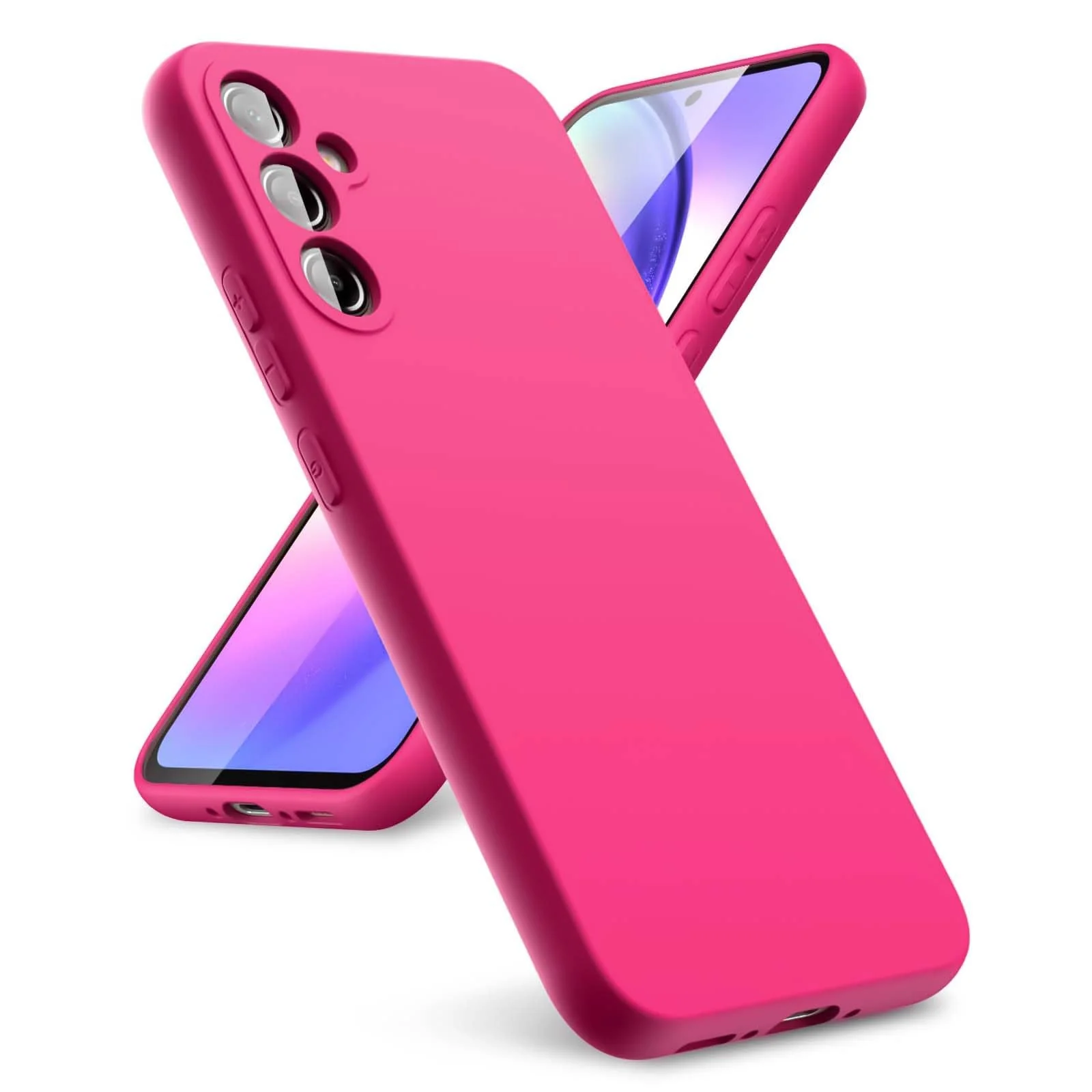 DL3 Mobilak Liquid Silicone Protective Case for Samsung Galaxy S23 FE with Microfiber Lining and Shockproof Design - Hot Pink