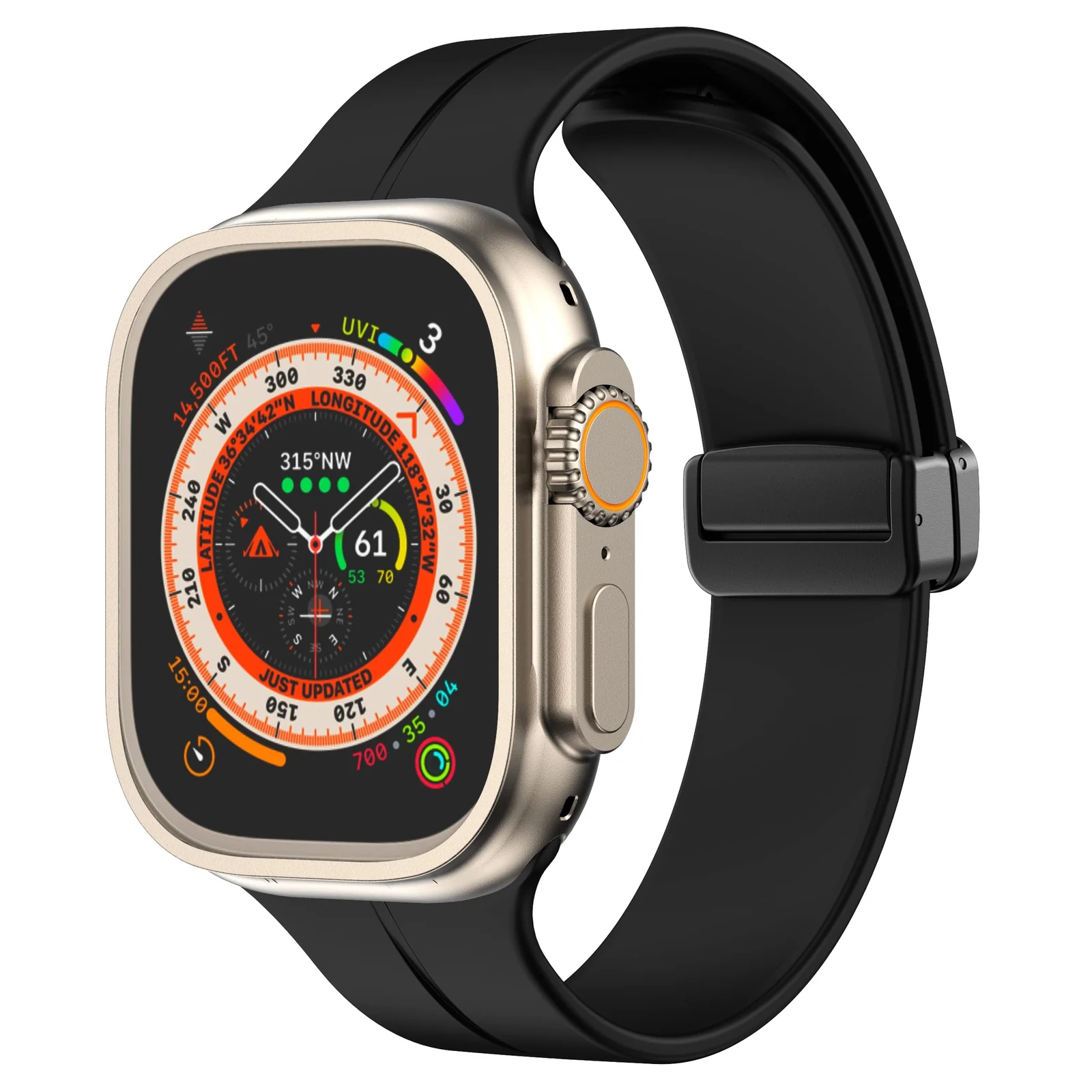 DL3 MOBILAK Magnetic Strap for Apple Watch Band 49mm 45mm 44mm 41mm 40mm 38mm 42mm,Silicone Replacement Wristband Strap for iwatch Series 9 8/7/6/5/4/3/2/SE (42mm/44mm/45mm/49mm) - A.Black