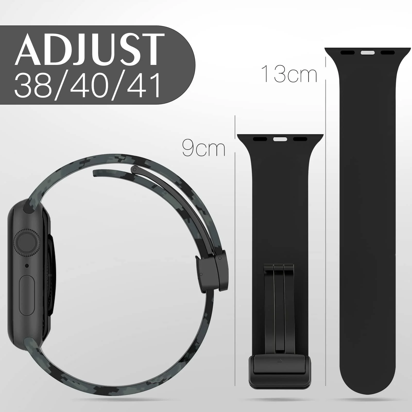 DL3 Mobilak Magnetic for Apple Watch Ultra Band 49mm 45mm 44mm 41mm 40mm 38mm 42mm, Soft Sport Silicone Strap for iwatch Series 9 8/7/6/5/4/3/2/SE/Ultra 2 (Digital, 38mm/40mm/41mm) - Digital Blue