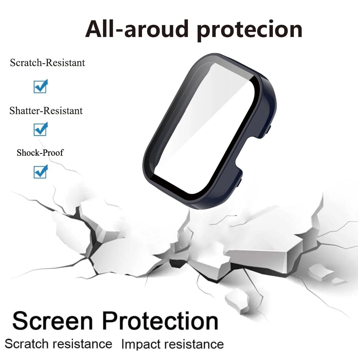 DL3 Mobilak Protective Case For Xiaomi Redmi Watch 3 (Not for Redmi Watch 3 Lite/Active) 9H Hardness PC Case Bumper Full Slim Protective Cover with Built-in Tempered Glass Screen Protector - Blue