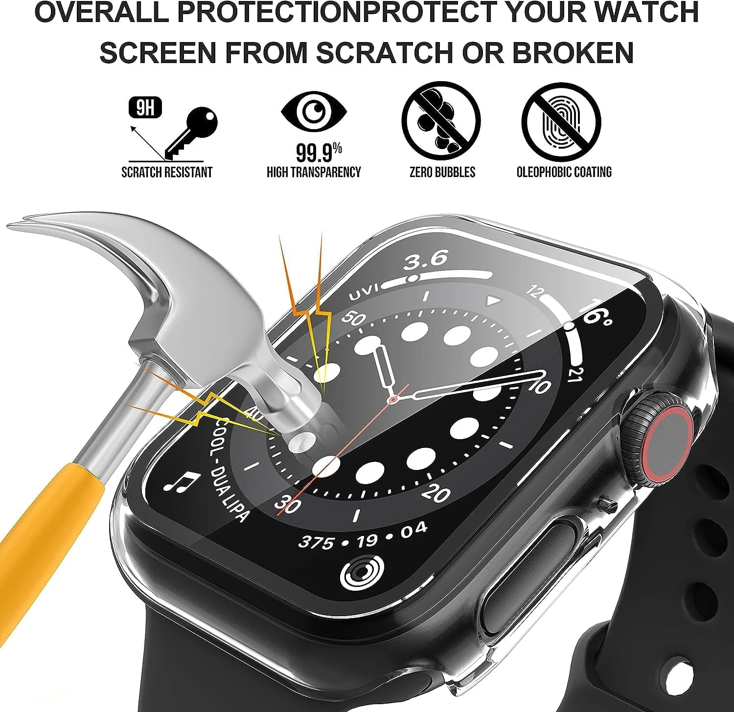 DL3 Mobilak Hard Case Designed for Apple Watch 42mm Series 3/2/1, Built-in 9H [HD ] Tempered Glass Screen Protector, [Full Protection] Slim Cover for iWatch 42mm Series 3/2/1 - Clear