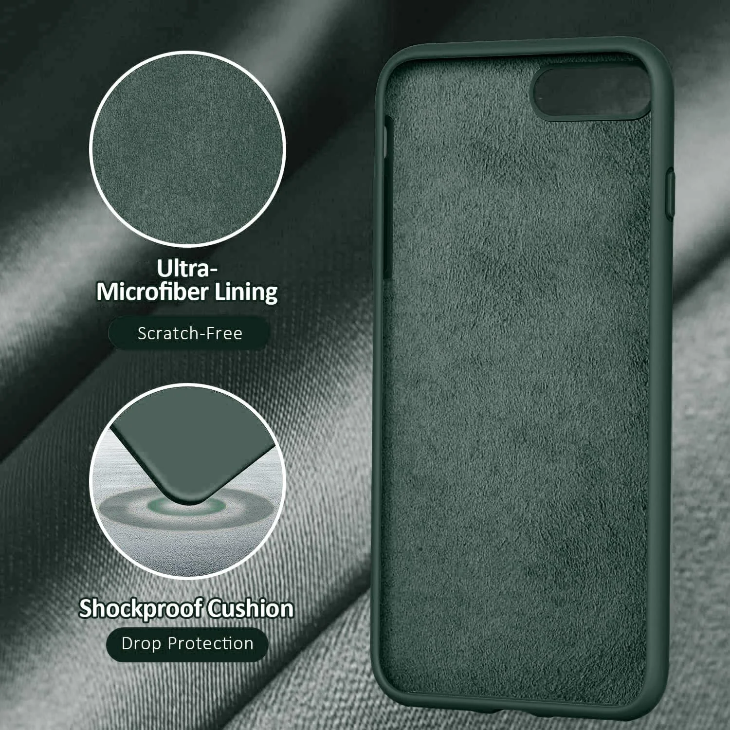DL3 Mobilak Compatible with iPhone 7 Plus/iPhone 8 Plus Case, Liquid Silicone Case, Full Body Protective Cover, Shockproof, Slim Phone Case, Anti-Scratch Soft Microfiber Lining - Green