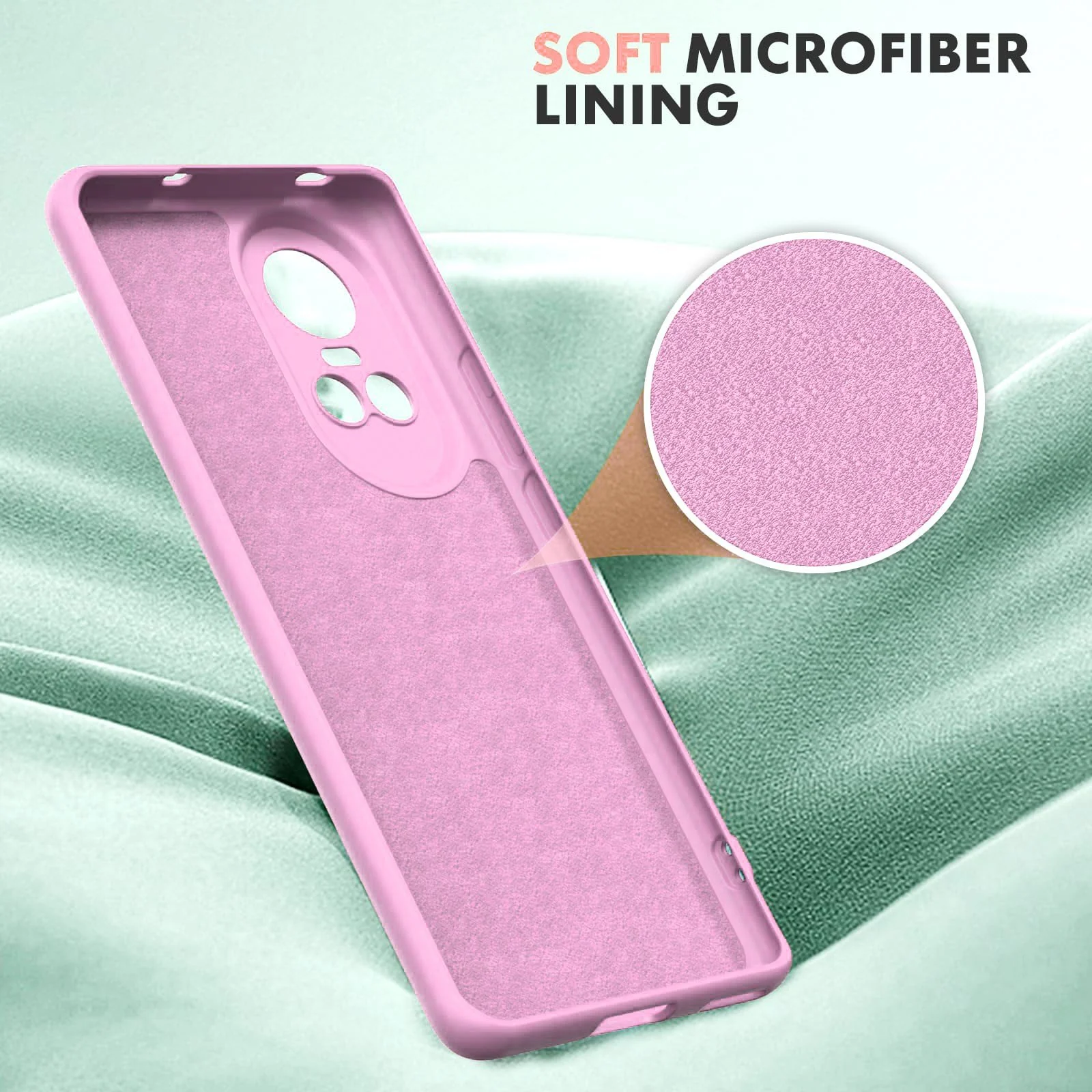 DL3 Mobilak Liquid Silicone Protective Case with Soft Microfiber Lining for OPPO Reno 10 5G | OPPO Reno 10 Pro 5G - Pink