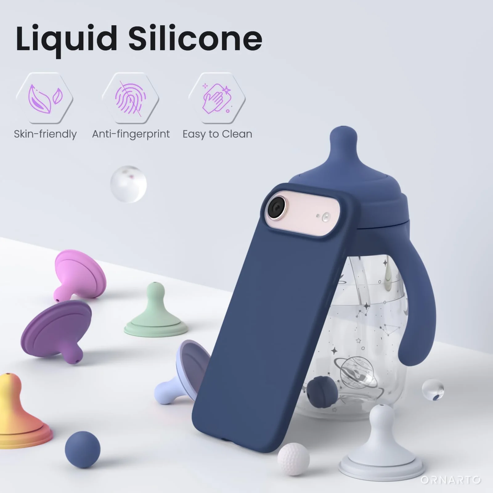 DL3 Mobilak Liquid Silicone Protective Case for iPhone 17 Air 6.5-Inch with Microfiber Lining and Shockproof Design - Blue
