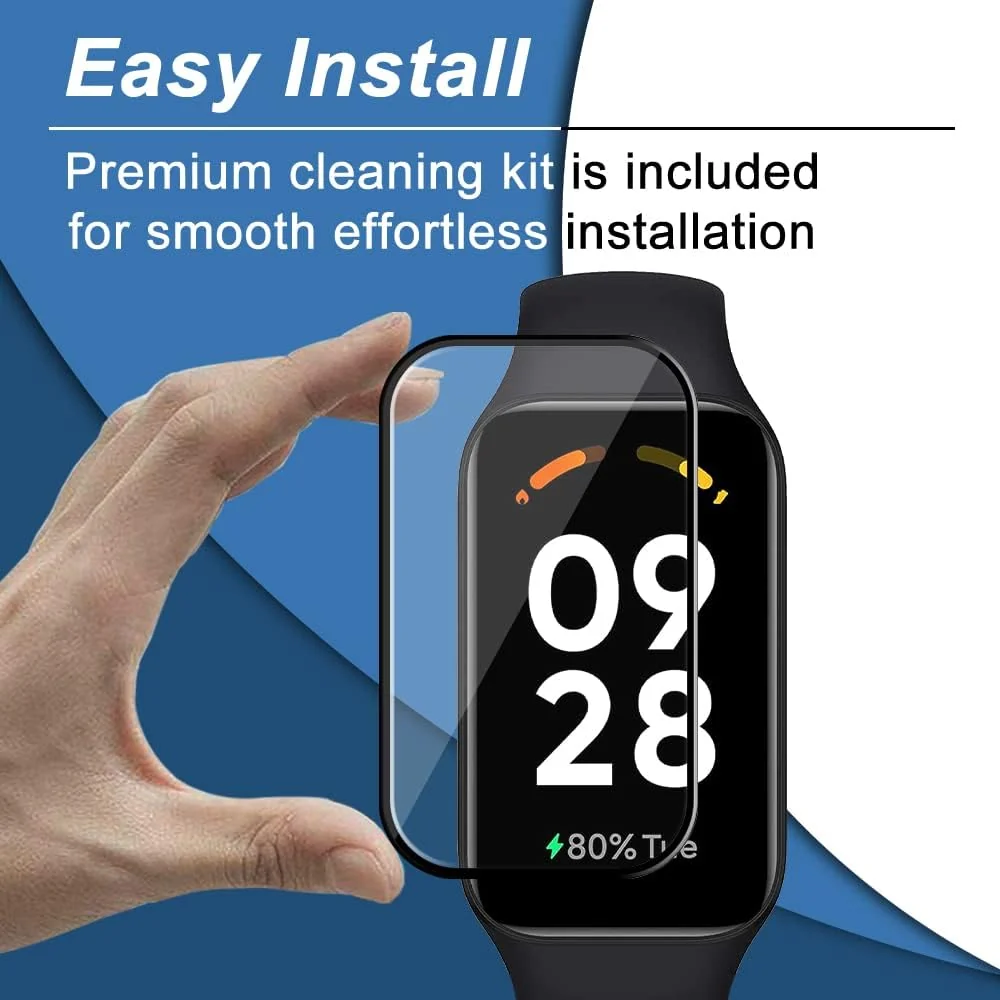 DL3 Mobilak Screen Protector For Xiaomi Redmi Band 2, 3D Curved Soft Edge Protective Film [Anti-Scratch] [Bubble Free] [Ultra Shatterproof] [High Sensitive] (Not Glass) - Black
