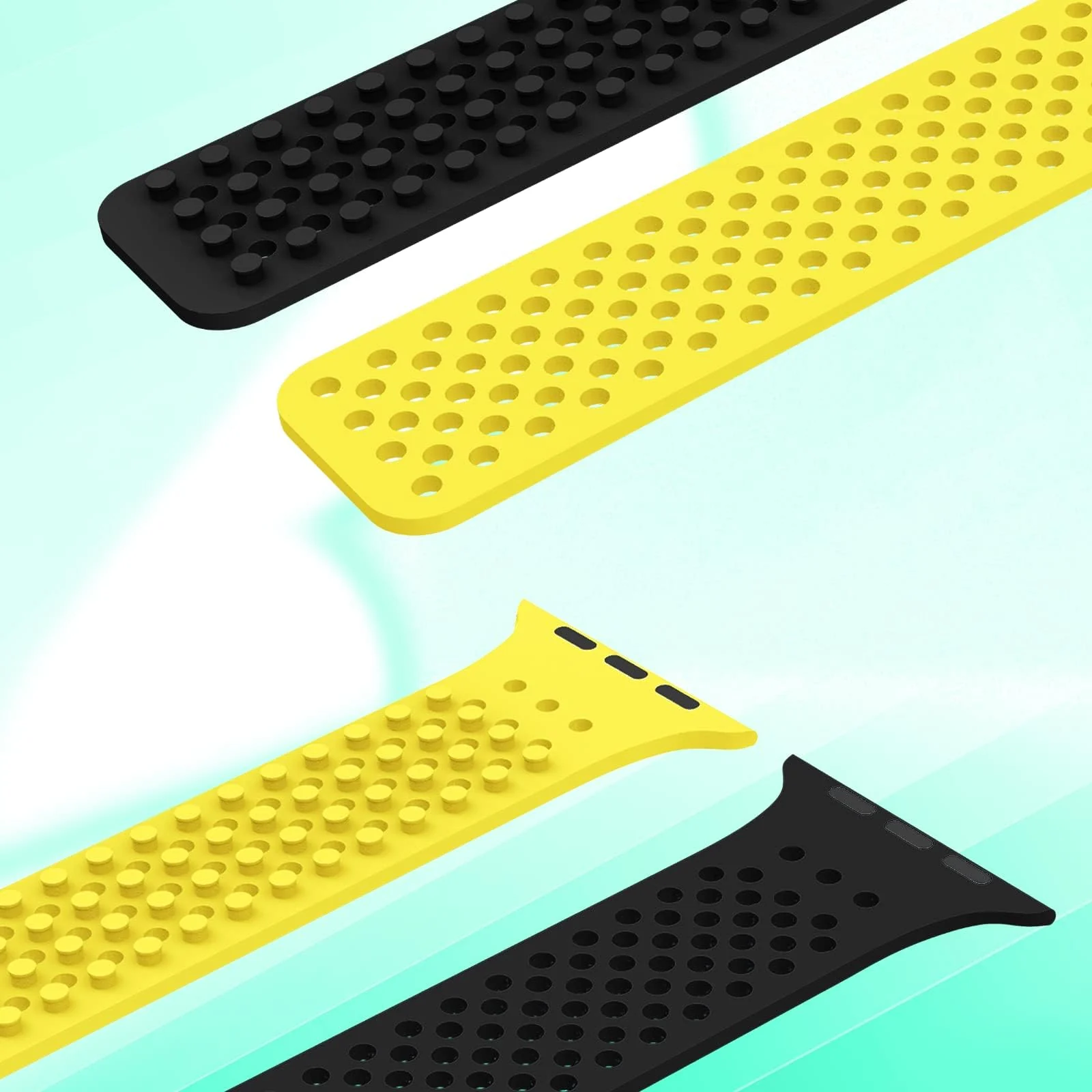 DL3 Mobilak Soft Silicone Band For Apple Watch Ultra Bands 49mm 45mm 44mm 42mm, Sport Replacement Wristband No Clasps for iWatch Series 8 ultra 7 6 5 4 SE 3 2 Women Men, Waterproof Strap - Yellow Black