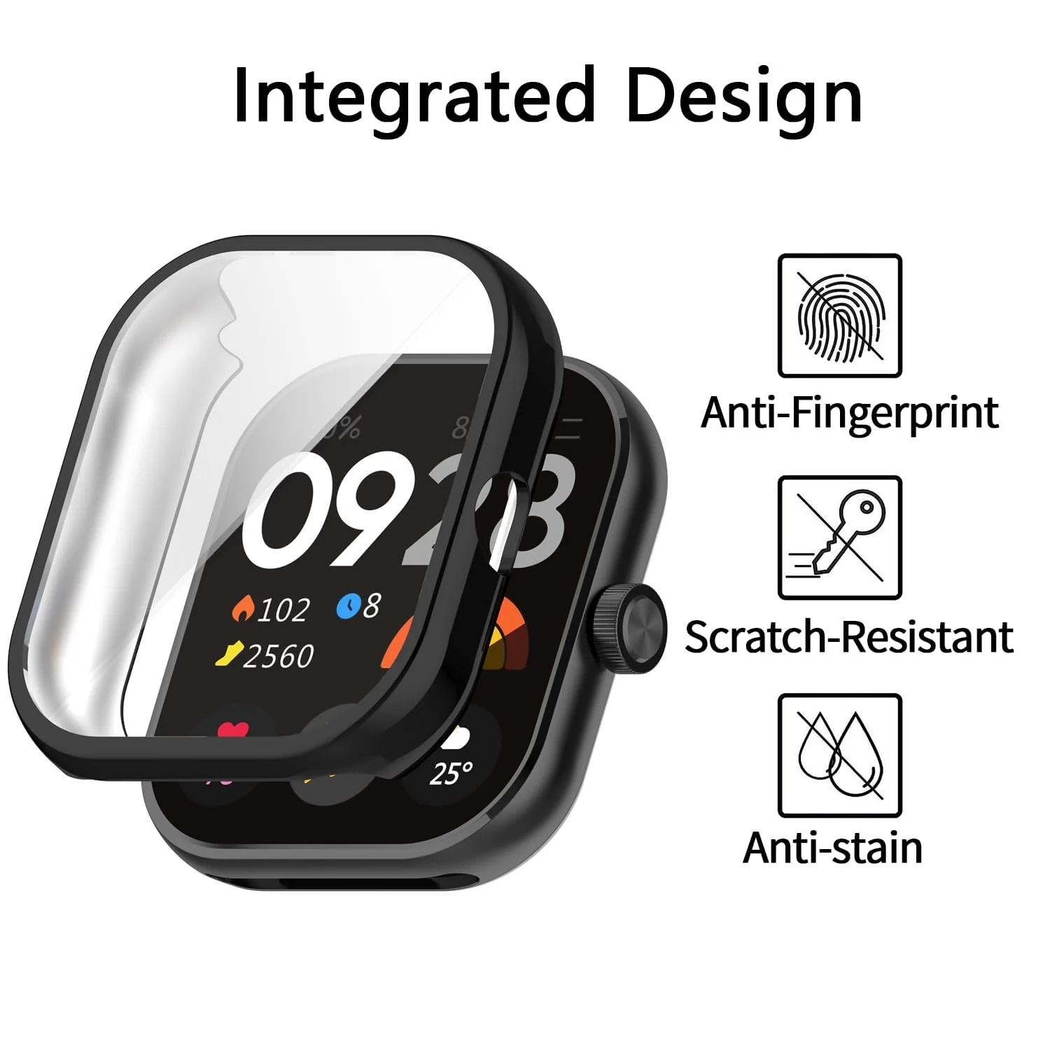 DL3 Mobilak Case Compatible with Xiaomi Redmi Watch 4 Case All-Around with Built-in Screen Protector Watch Soft TPU Shockproof Cover Slim Guard Thin Bumper Shell Protector - Black