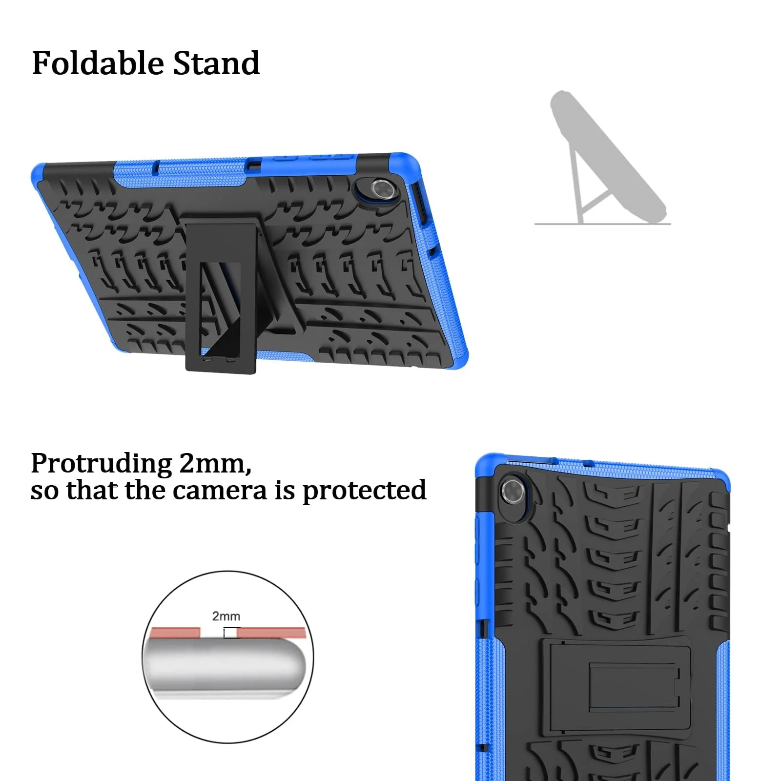 "DL3 Mobilak Case For Lenovo Tab M10 FHD Plus 10.3"" [2nd Gen] 2020 (TB-X606F/X) / K10 2021 (TB-X6C6F), Hybrid Rugged Armor Heavy Duty 2 in 1 TPU + PC Dual Layer Shockproof Case with Kickstand - Blue"