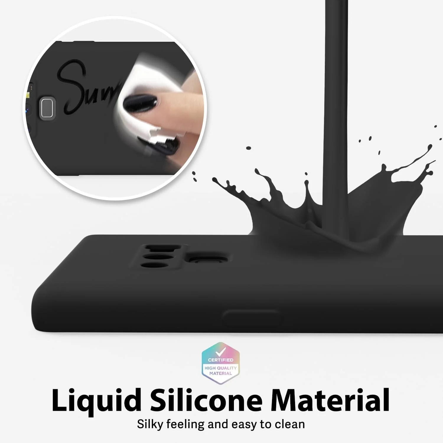 DL3 Mobilak Silicone Protective Case for Samsung Galaxy Note 9, Shock-absorbing protection, Scratch-resistant surface, Soft microfiber lining - Black