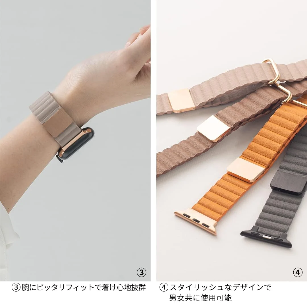 DL3 Mobilak Magnetic Closure System For Apple Watch Ultra Bands 49mm 45mm 44mm 42mm for iWatch Series 8 ultra 7 6 5 4 SE 3 2 Enhanced Adjustable Leather Strap For Men Or Women - Space Grey