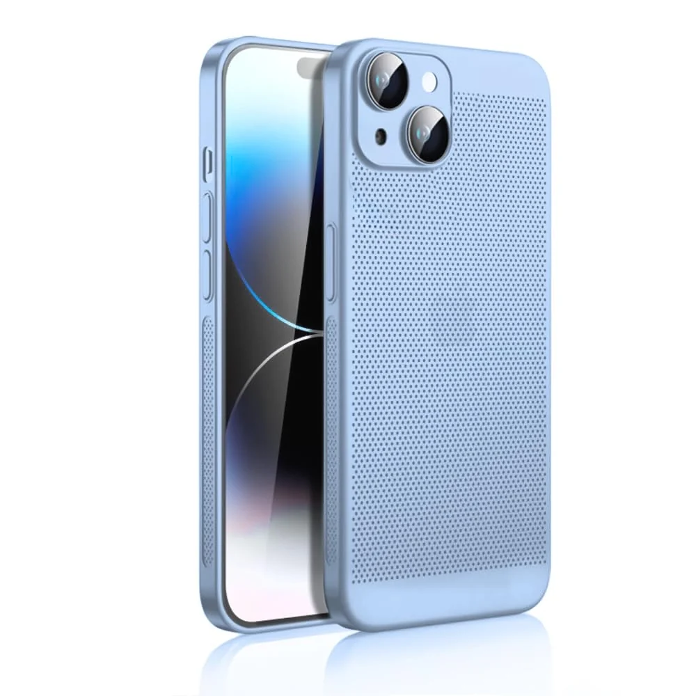 DL3 Mobilak Heat-Dissipation Hard PC Case with Built-In Camera Lens Protector for iPhone 15 6.1-Inch - Baby Blue