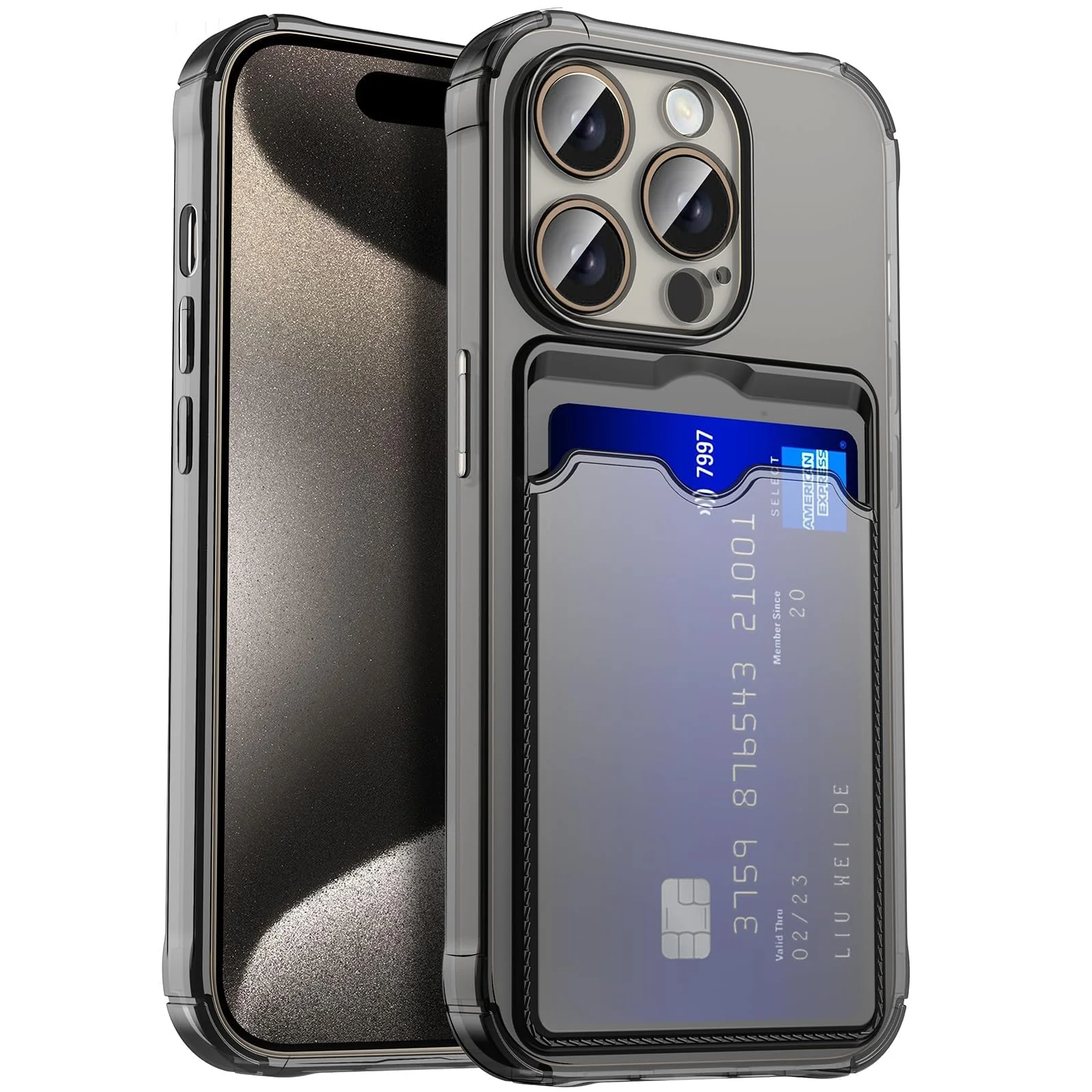 DL3 Mobilak Leather Wallet Case for iPhone 12 Pro Max 6.7-Inch, Supports wireless charging, Camera protection, Shock-absorbing protection - Clear