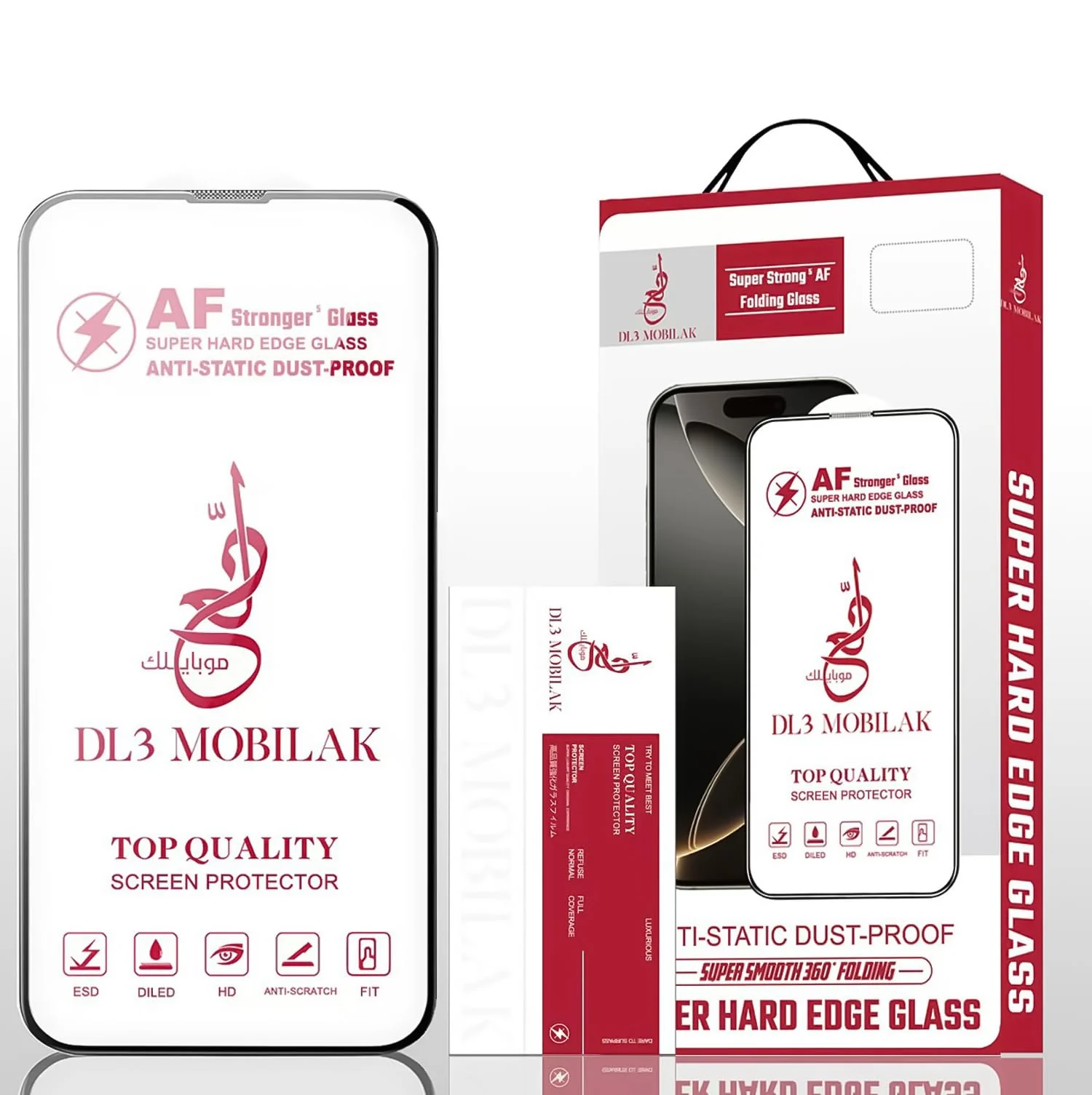DL3 Mobilak AF Screen Protector for iPhone 16 Plus/iPhone 15 Plus 6.7-Inch, 9H Hardness Tempered Glass Film, Ultra HD, No Bubbles, Built-in Dust Filter, with Easy Installation Frame - Clear