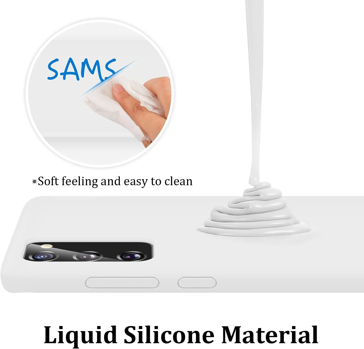 DL3 Mobilak Samsung Galaxy S20 FE Case, Soft Flexible Silicone Gel Rubber Bumper Cover, Slim Fit Full Body Shockproof Protective Phone Case for Samsung Galaxy S20 FE White - Black