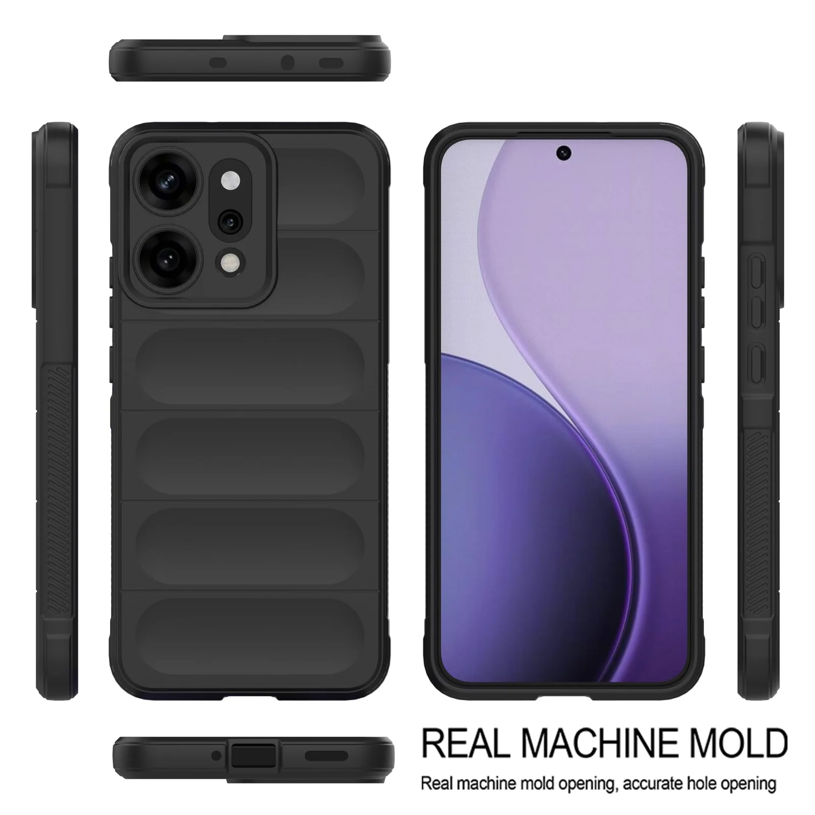 DL3 Mobilak Soft Silicone Protective Case for OPPO Reno 14 5G with Camera Protection and Shockproof Design - Black