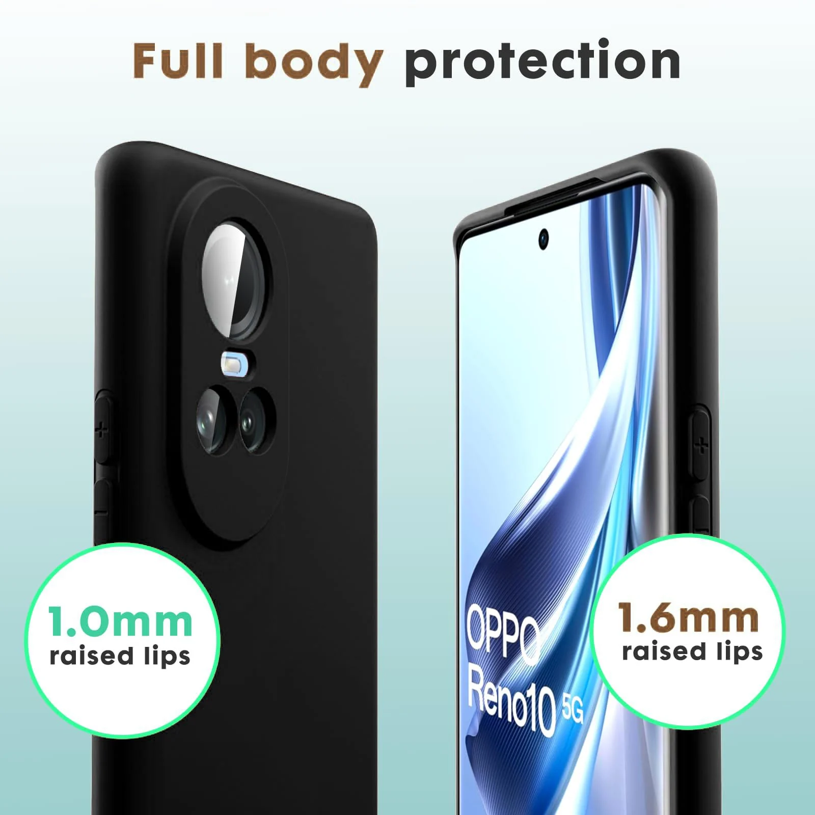 DL3 Mobilak Liquid Silicone Protective Case for OPPO Reno 10 5G / OPPO Reno 10 Pro 5G with Microfiber Lining and Shockproof Design - Black