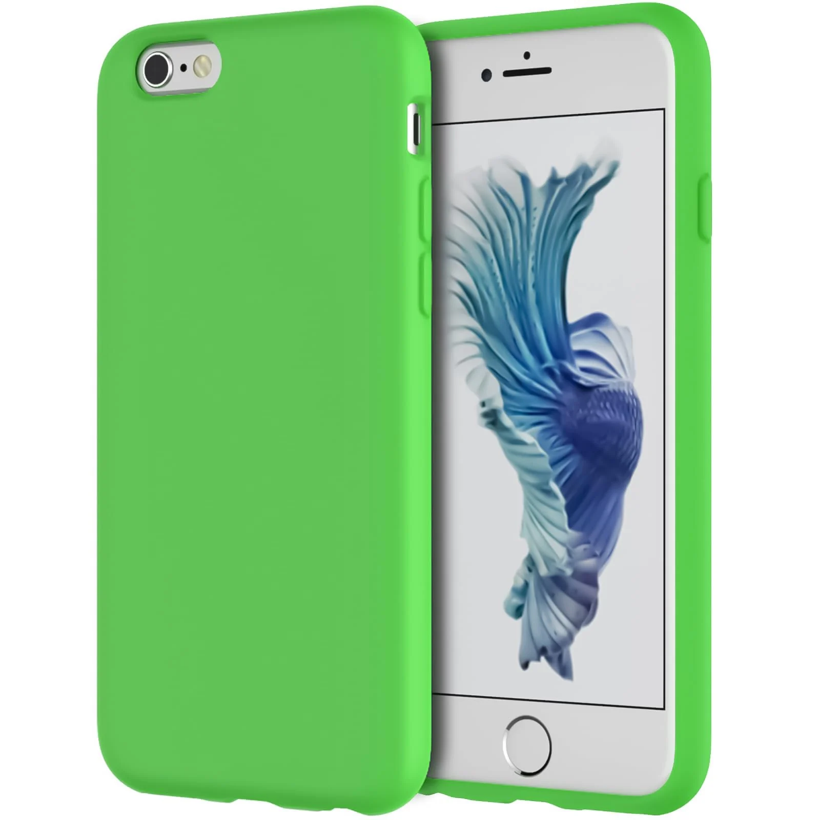 DL3 Mobilak Compatible with iPhone 6 / 6S Case, Liquid Silicone Case, Full Body Protective Cover, Shockproof, Slim Phone Case, Anti-Scratch Soft Microfiber Lining - Neon Green