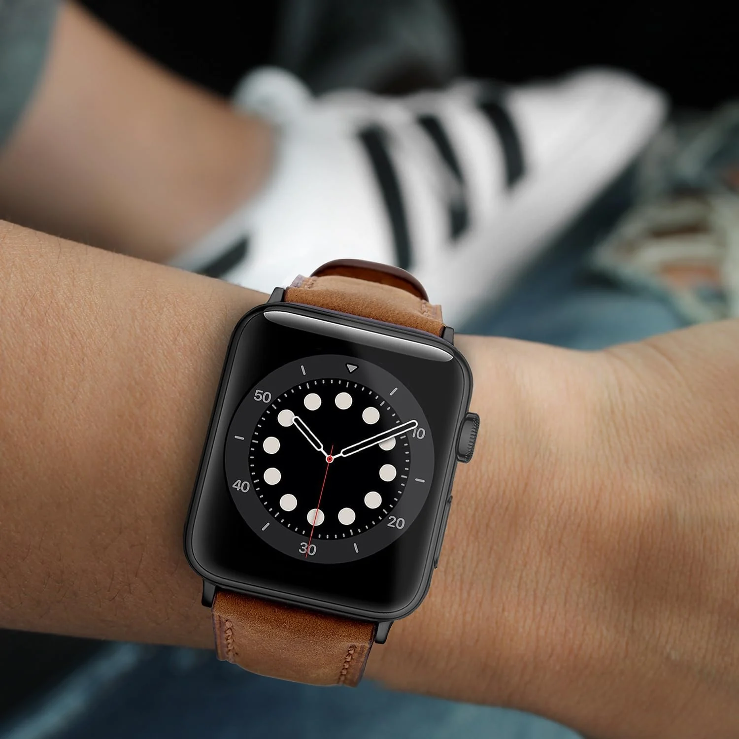 DL3 Mobilak Compatible with Apple Watch Band 49mm 46mm 45mm 44mm 42mm Leather Band Replacement Strap, Soft Leather Bracelet for iWatch Series 11 10 9 8 7 6 5 4 SE SE2 Ultra 3 2 1 - Light Brown