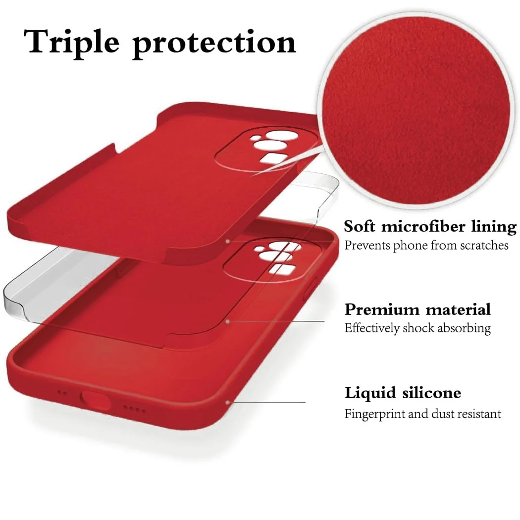 DL3 Mobilak Liquid Silicone Protective Case for OPPO Reno 10 Pro+ Plus 5G with Microfiber Lining and Shockproof Design - Red