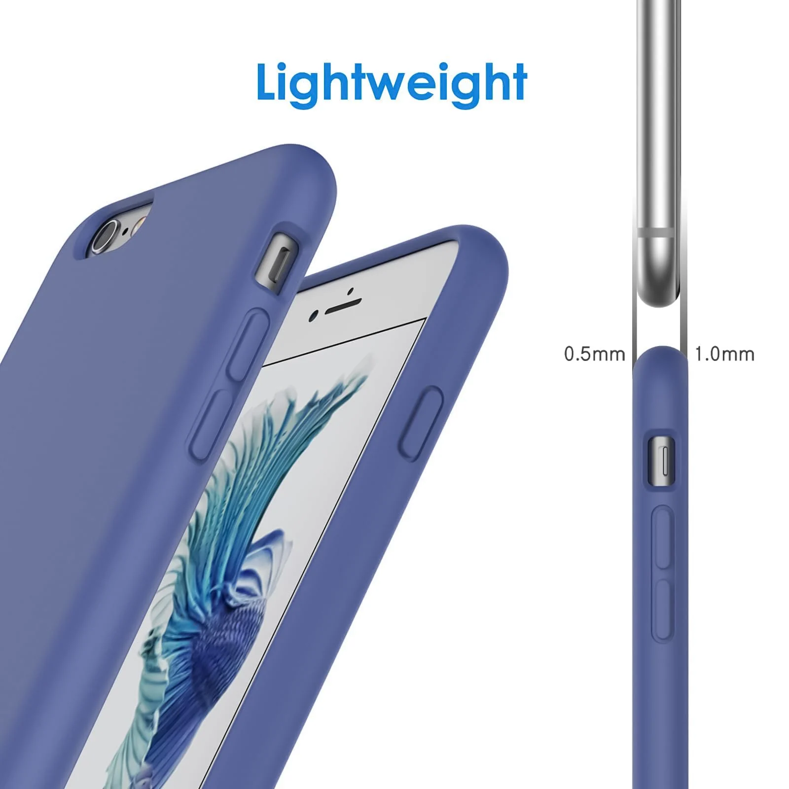 DL3 Mobilak Liquid Silicone Case for iPhone 6 / 6S, Shock-absorbing protection, Scratch-resistant surface, Soft microfiber lining - Lavender Blue