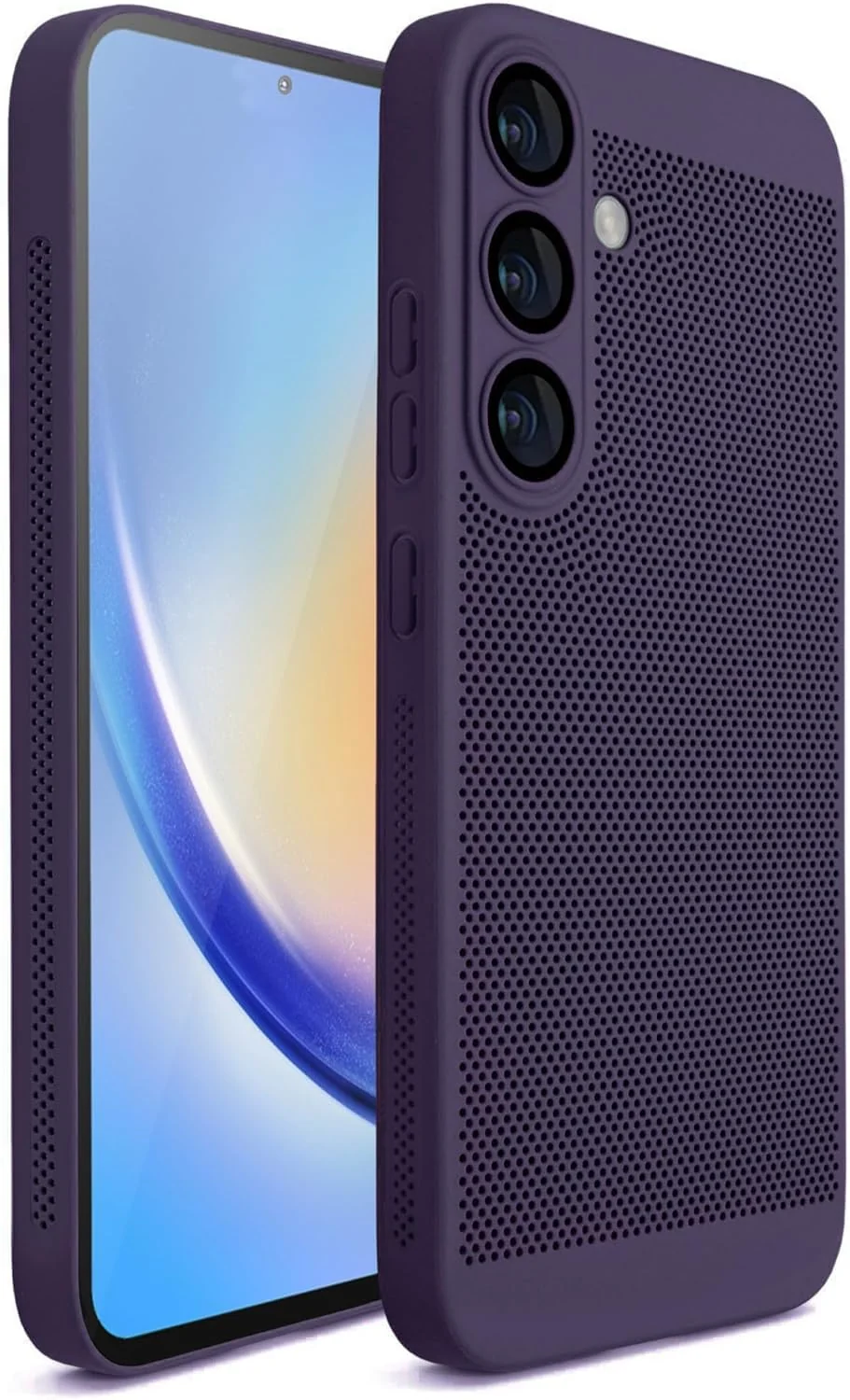 DL3 Mobilak Case for Samsung Galaxy A17 5G Heat Dissipation with Built-in Camera Lens Protector Slim Fit Breathable Cooling Anti-Fingerprint Hard PC Back Shockproof Cover - Purple