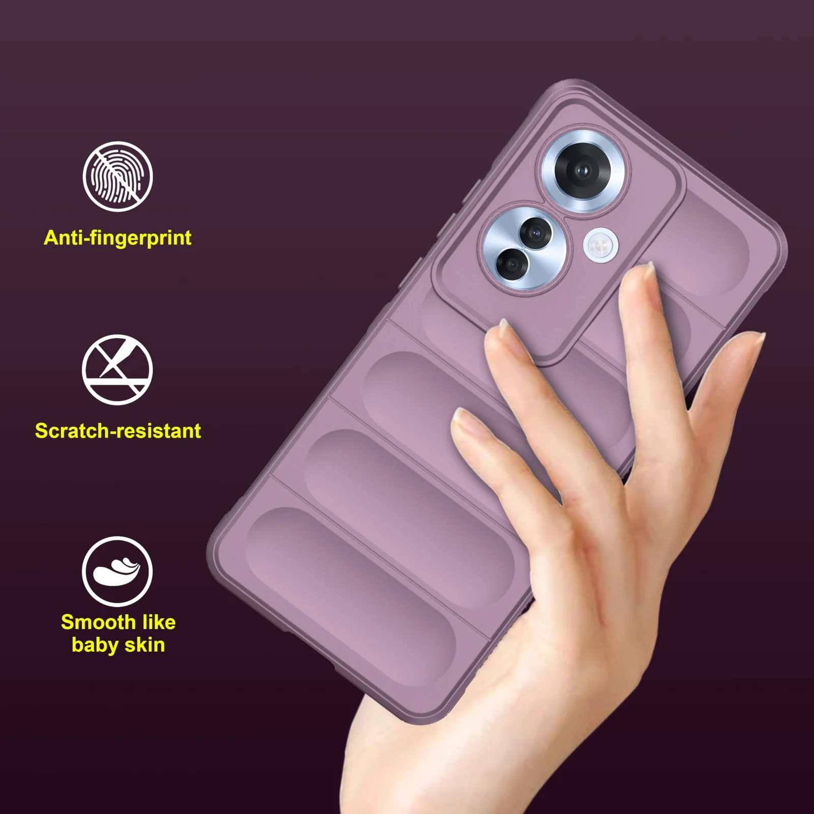 DL3 Mobilak Soft Silicone Protective Case for OPPO Reno 11F 5G with Camera Protection and Shockproof Design - Purple