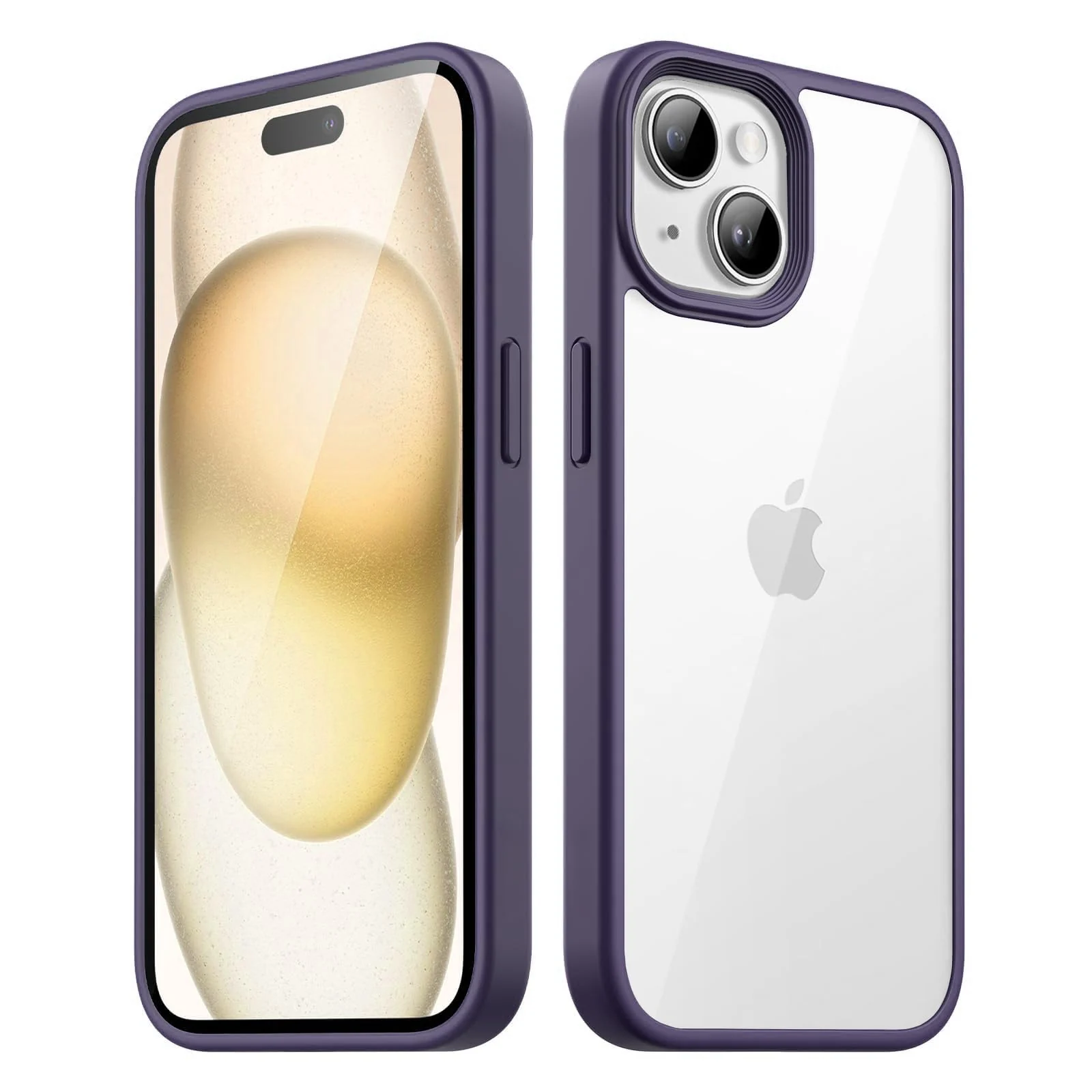 DL3 Mobilak Clear PC and TPU Protective Case for iPhone 13 / iPhone 14 with Shockproof Design and Anti-Yellowing Design - Deep Purple