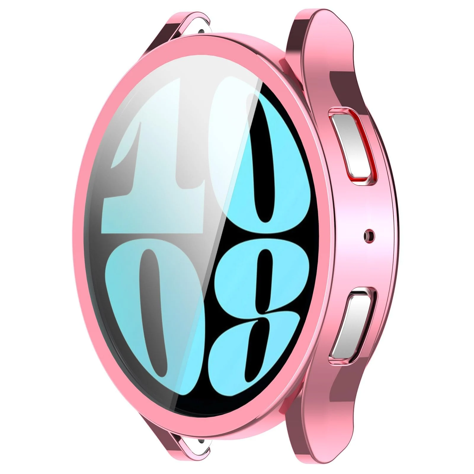 DL3 Mobilak Screen Protector Case for Samsung Galaxy Watch 6 44mm, Flexible TPU Cover Shockproof Protective Case Plated Bumper Shell Galaxy Watch 6 44mm - Pink
