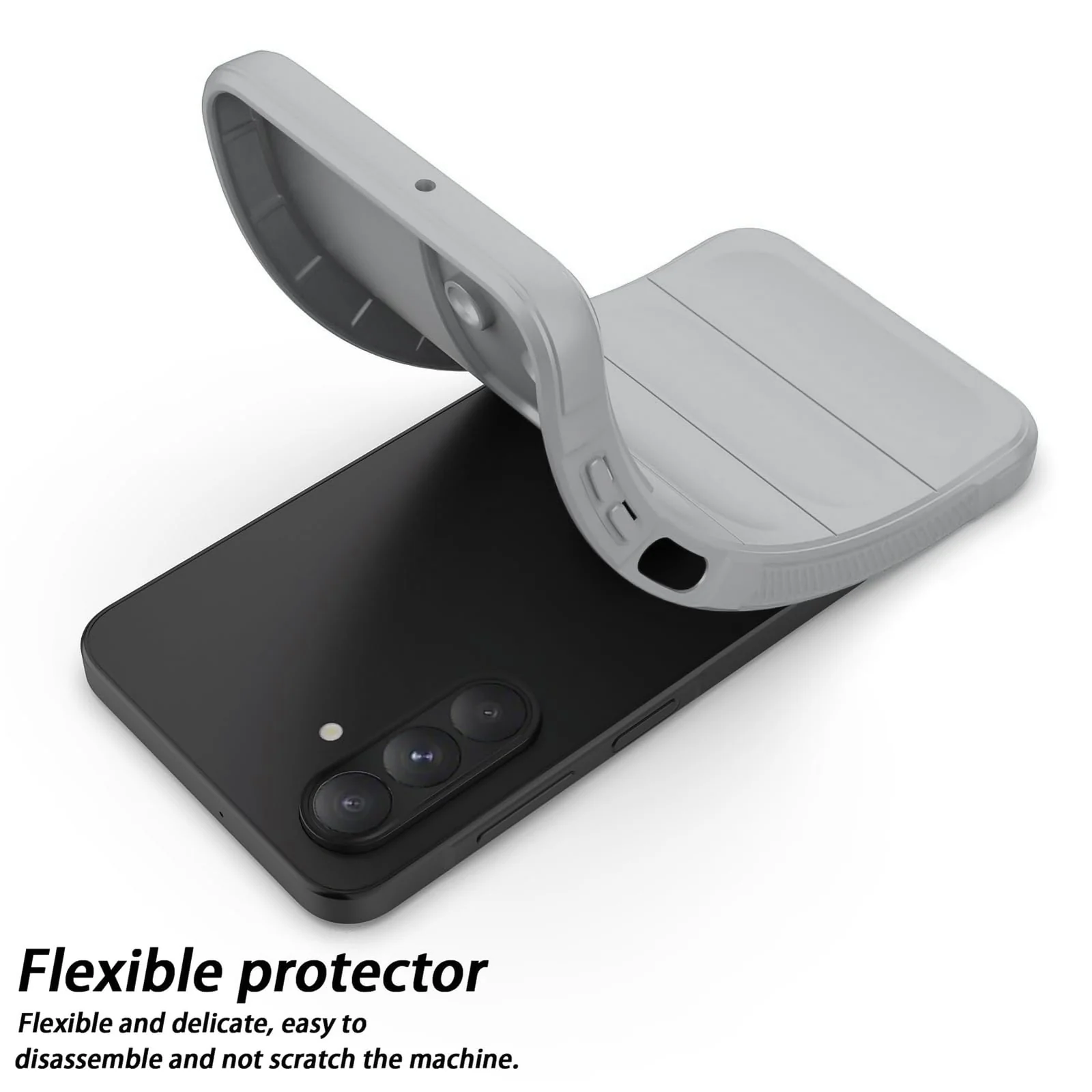DL3 Mobilak Soft Silicone Protective Case for Samsung Galaxy A17 with Camera Protection and Shockproof Design - Gray