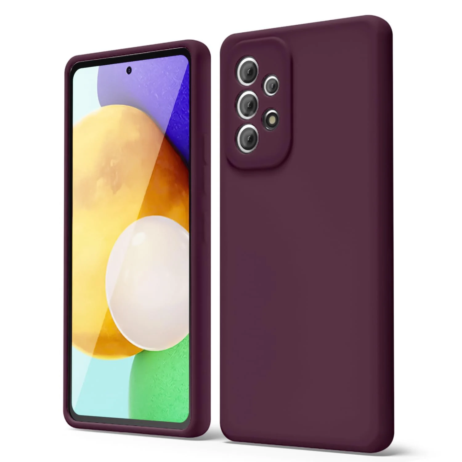 DL3 Mobilak Soft Silicone Protective Case for Samsung Galaxy A72 with Microfiber Lining and Shockproof Design - Wine Red