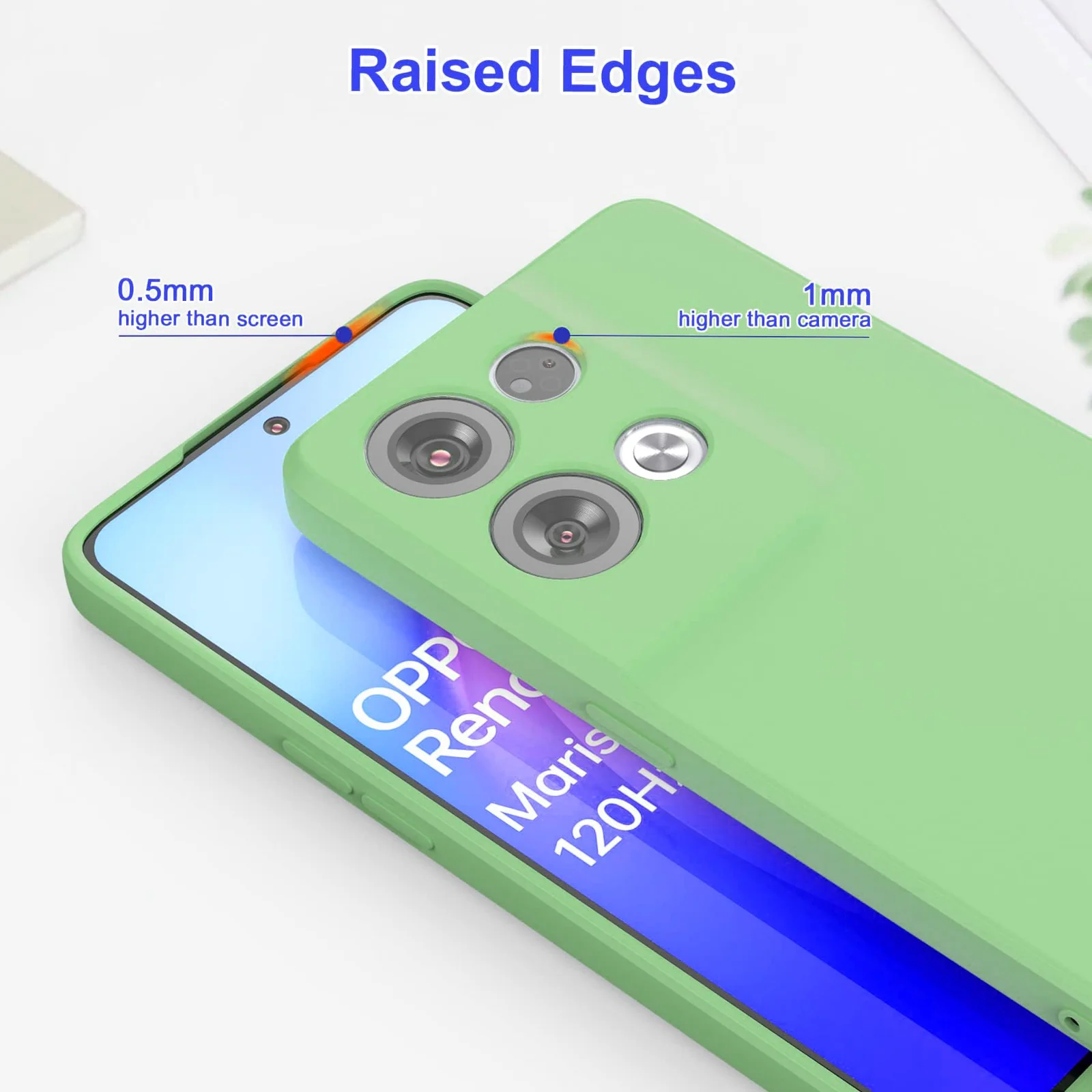DL3 Mobilak Silicone Protective Case for OPPO Reno 8 Pro 5G / Reno 8 Pro Plus, Shock-absorbing protection, Scratch-resistant surface, Soft microfiber lining - Light Green