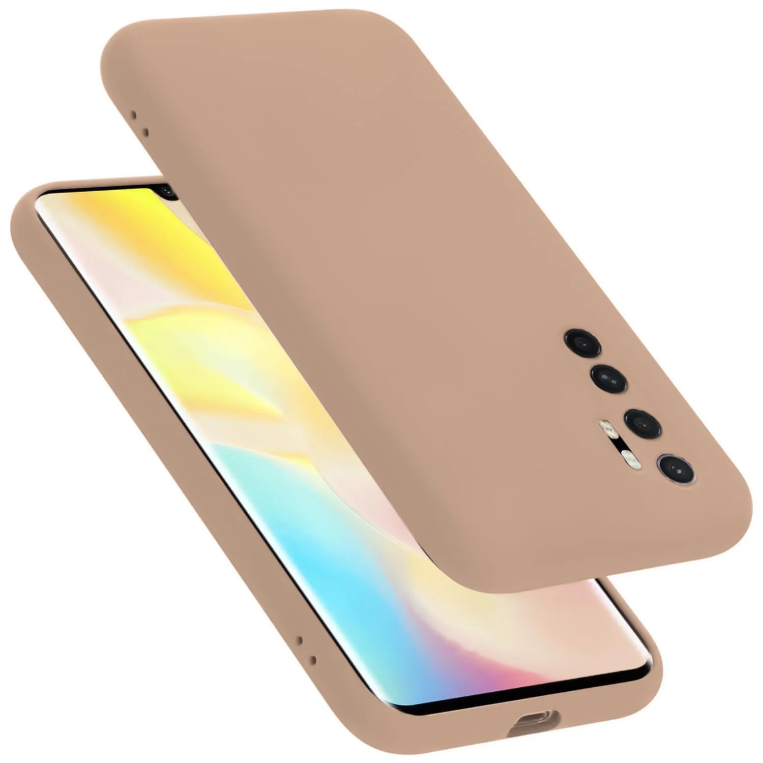 DL3 Mobilak Silicone Protective Case for Xiaomi Mi Note 10 Lite, Shock-absorbing protection, Scratch-resistant surface, Soft microfiber lining - Light Orange