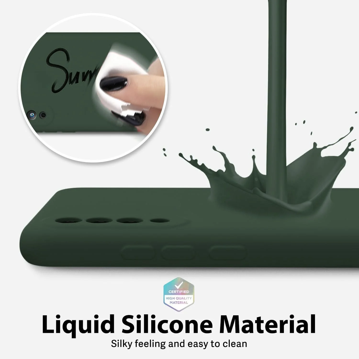 DL3 Mobilak Liquid Silicone Protective Case with Soft Microfiber Lining with Full Camera Protection for Xiaomi Mi 9 - Green