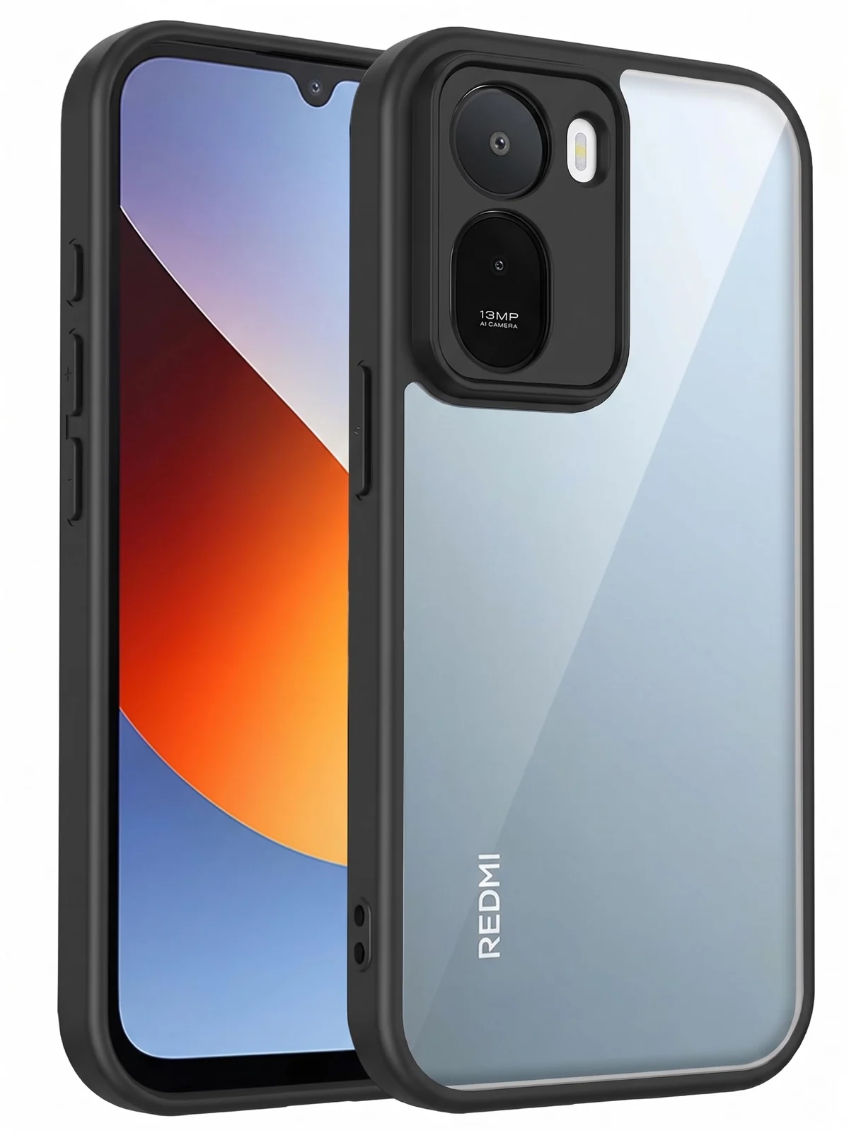 MOBIGON Anti-Yellowing Shockproof Transparent Phone Case for Xiaomi Redmi A7 Pro 4G, Black