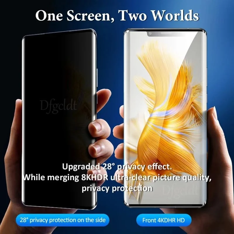 DL3 Mobilak Screen Protector for Huawei Nova 10 Pro UV Glass Fingerprint Reader Support 3D Curved Anti-Spy Tempered Glass Screen Protector With Back Screen Carbon Fibre - Privacy