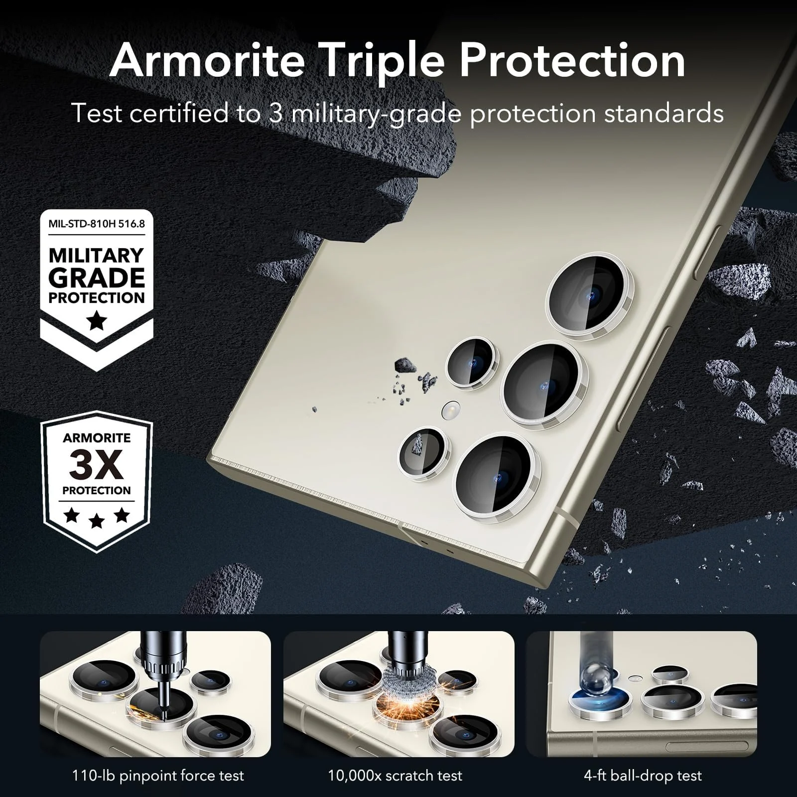 DL3 Mobilak Camera Protection for Samsung Galaxy S24 Ultra Camera Protection, Scratch-Resistant, 9H Hardness, HD Lens Protection, Protective Film, Lens Screen Protector Glass - Clear
