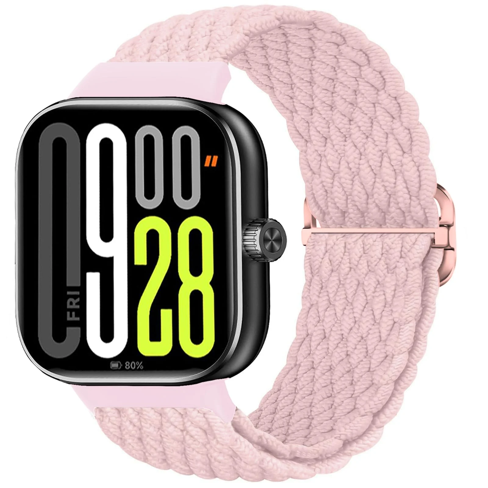 DL3 Mobilak Braided Band For Redmi 4/5 / 6 / Xiaomi Smart Band 8 Pro/Band 9 Pro for Women Men, Adjustable Braided Bands Straps Elastics Sport Wristband Nylon Strap - A-pink