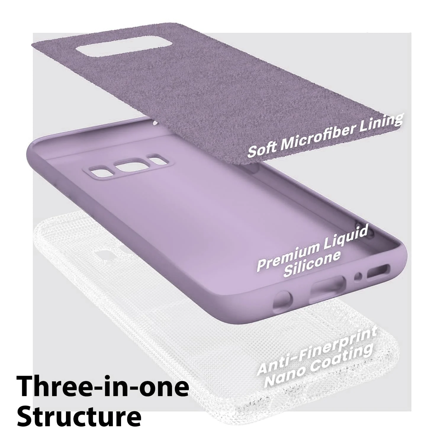 DL3 Mobilak Liquid Silicone Protective Case with Soft Microfiber Lining with Full Camera Protection for Samsung Galaxy S8+ Plus - Lavender