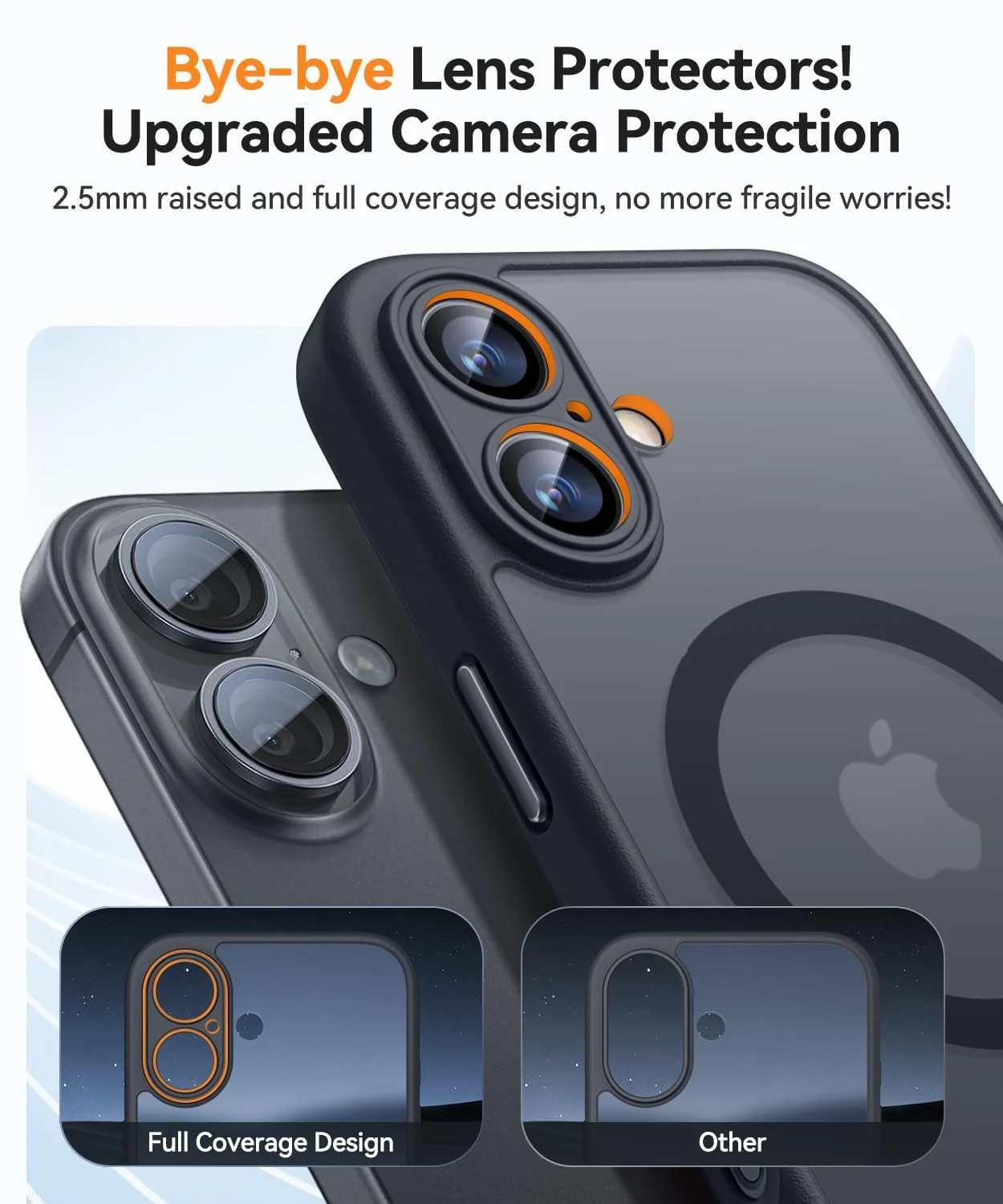 DL3 Mobilak Matte MagSafe-Compatible Magnetic Case for iPhone 16 with Camera Protection and Magnetic Car-Mount Support - Black