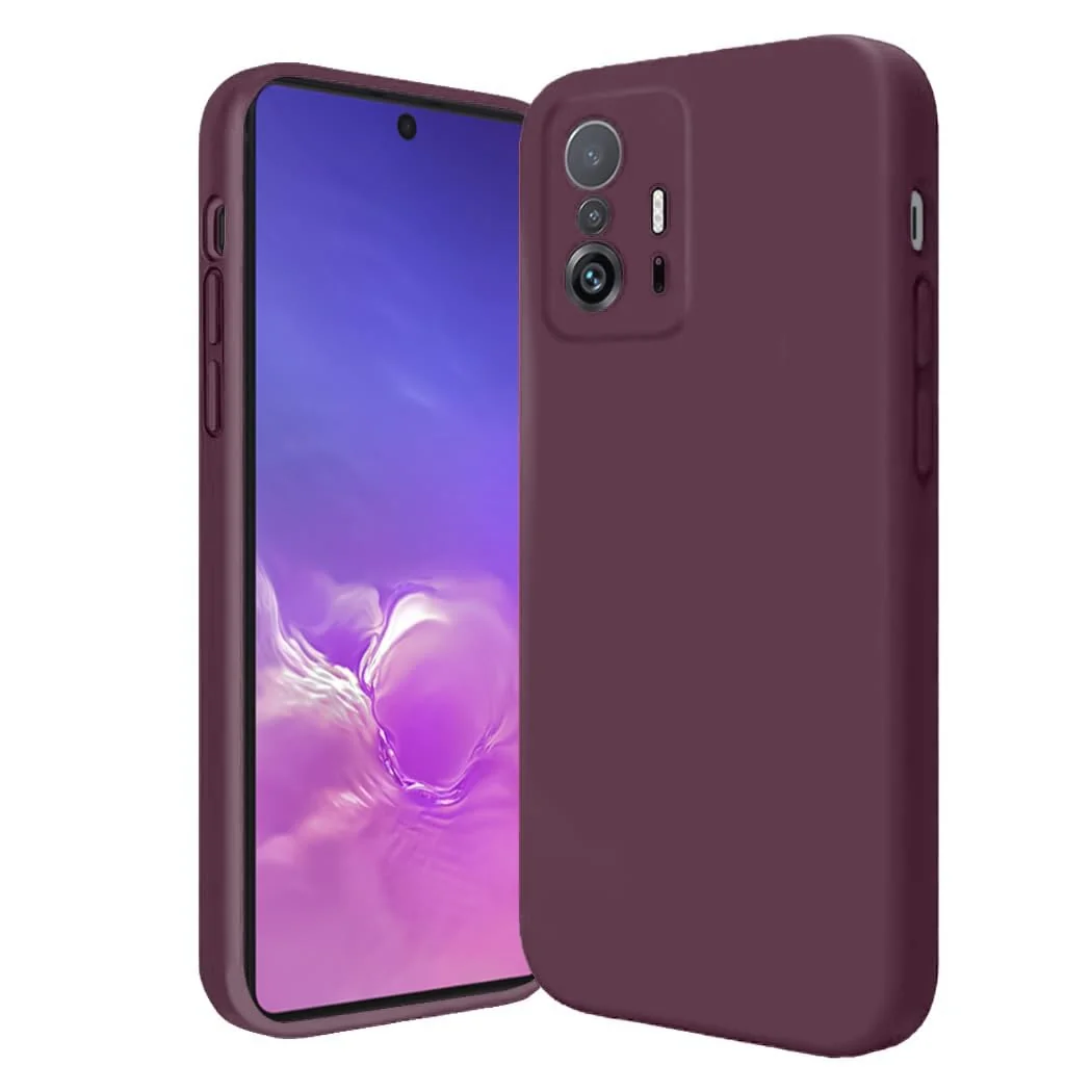 DL3 Mobilak Soft Silicone Protective Case for Xiaomi 11T / Xiaomi 11 T Pro with Microfiber Lining and Shockproof Design - Wine Red